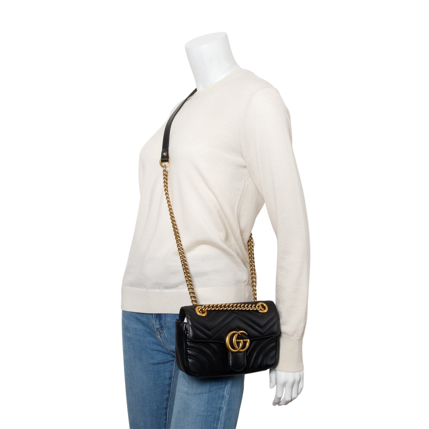 Gucci Black GG Marmont Matelasse Small Shoulder Bag w/ Box