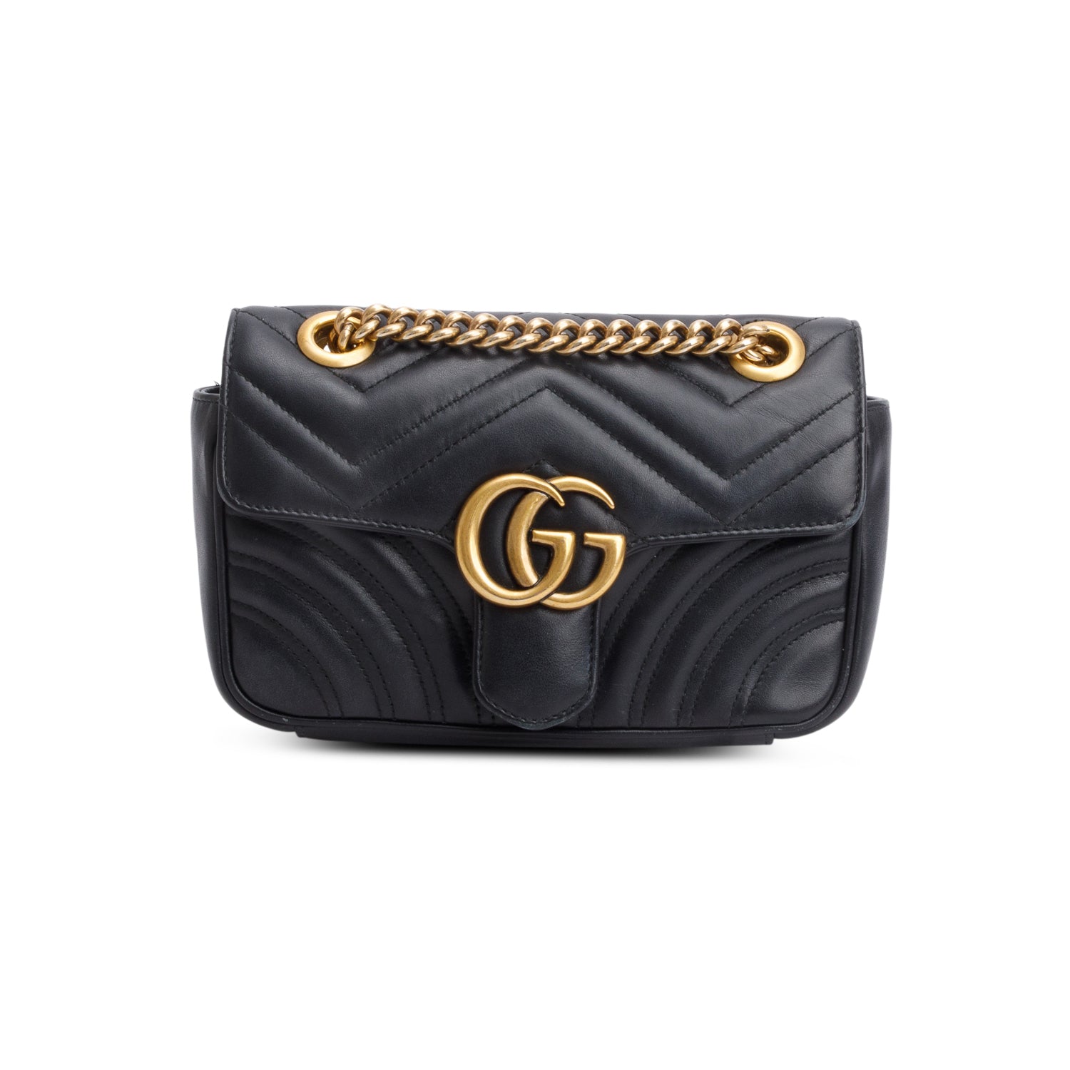 Gucci Black GG Marmont Matelasse Small Shoulder Bag w/ Box