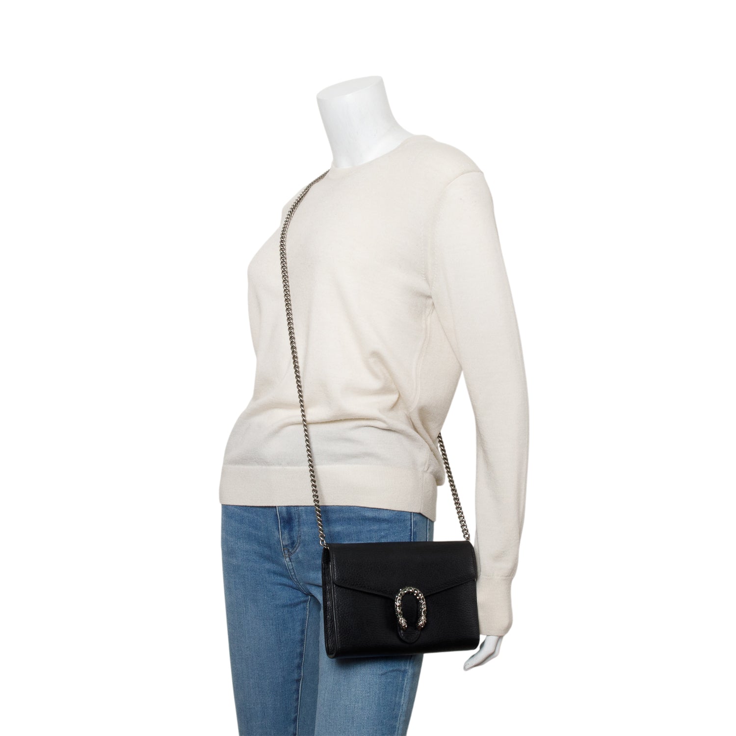 Gucci Black Calfskin Mini Dionysus Wallet on Chain