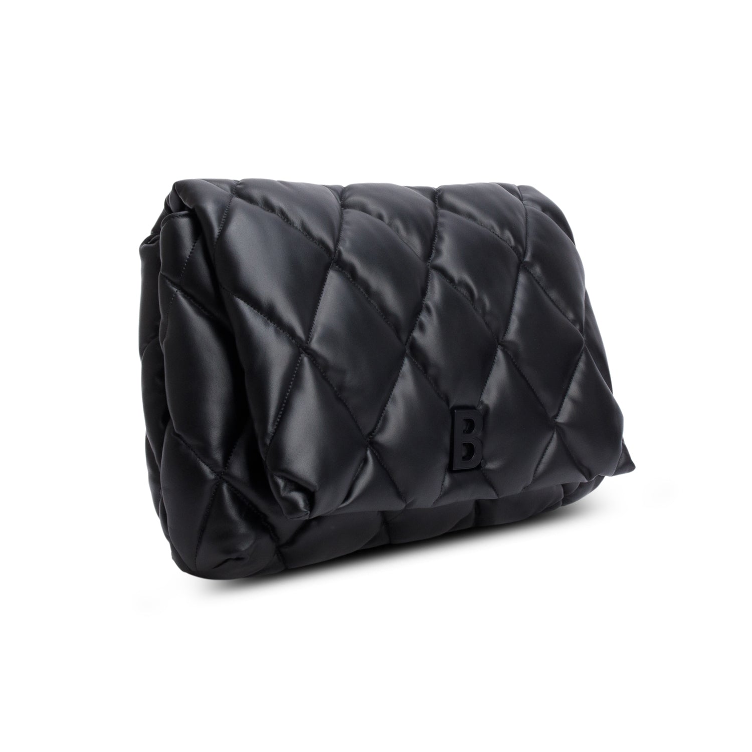 Balenciaga Black Nappa Calfskin Quilted Touch B Puffy Clutch