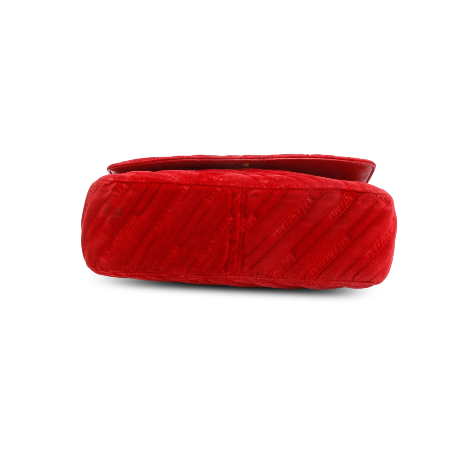 Balenciaga Red Velvet Logo Matelasse BB Chain Shoulder Bag
