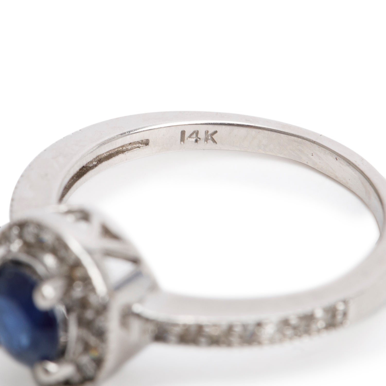 14k White Gold Sapphire & Diamond Ring, Size 7.5