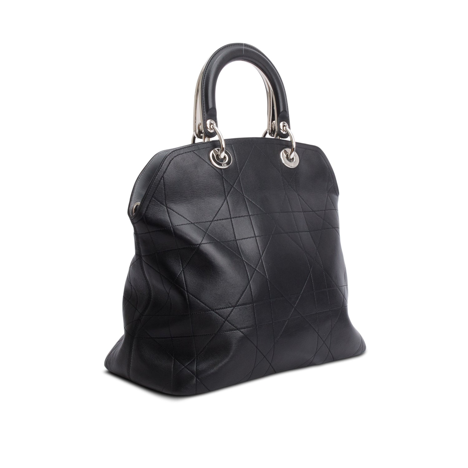 Christian Dior Black Lambskin Cannage Granville Medium Tote w/ Tote