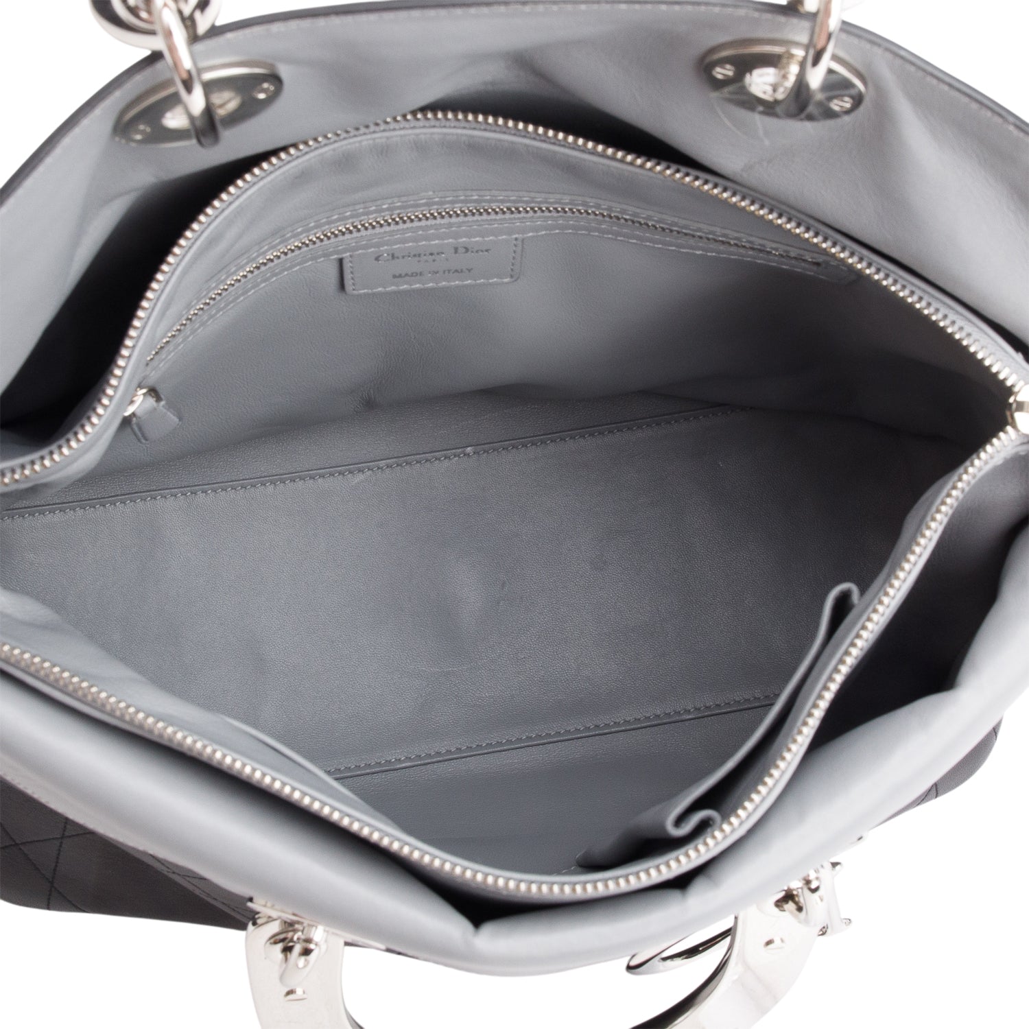 Christian Dior Black Lambskin Cannage Granville Medium Tote w/ Tote