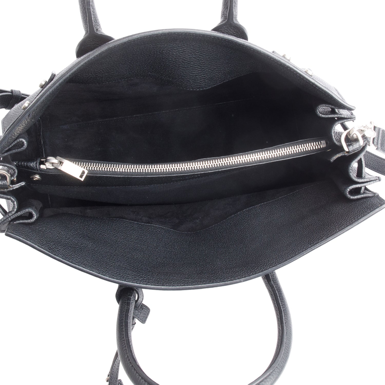 Saint Laurent Black Supple Grained Leather Small Sac de Jour w/ Strap