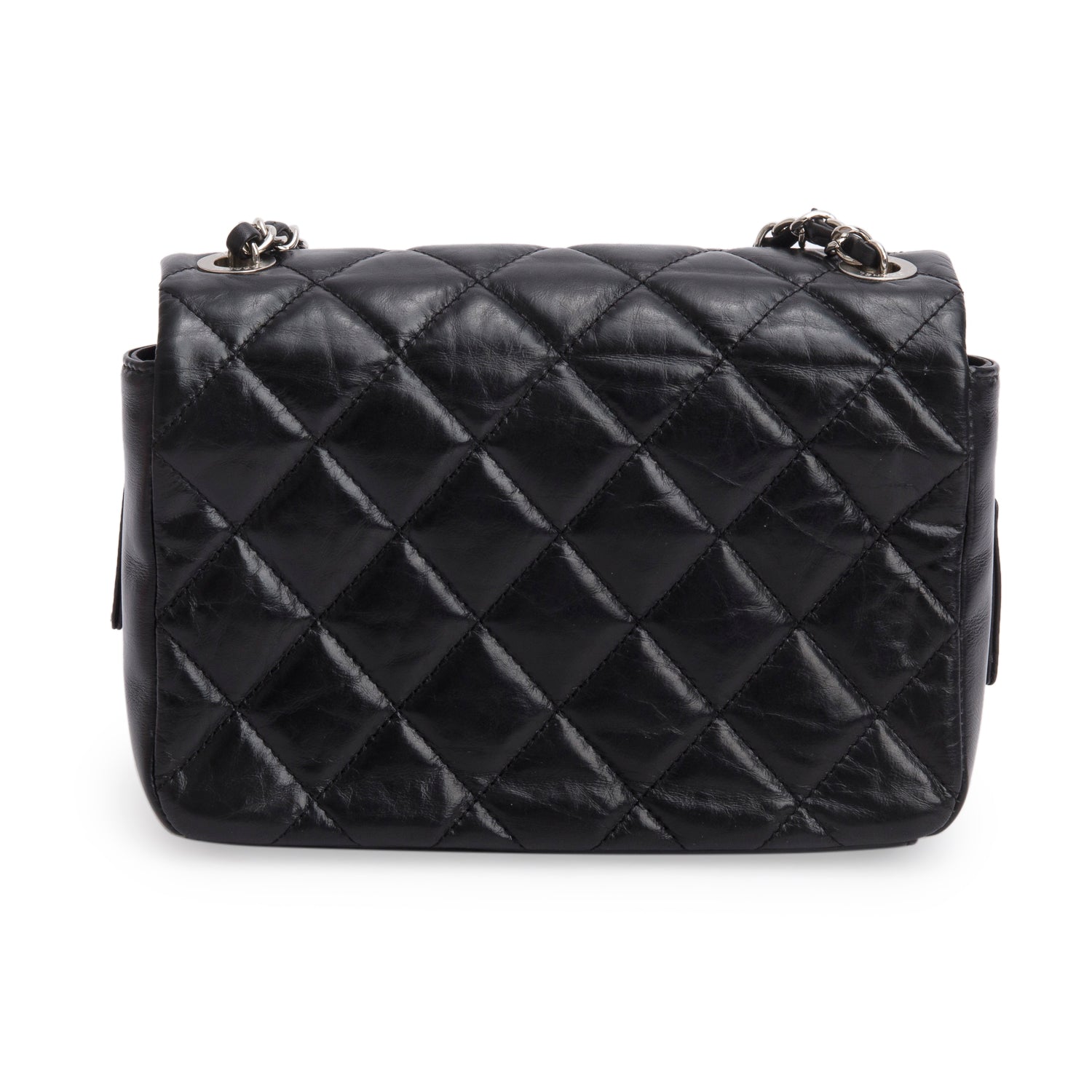 Chanel Black Aged Calfskin Quilted Express Zip Around Flap w/ Authenticity Card