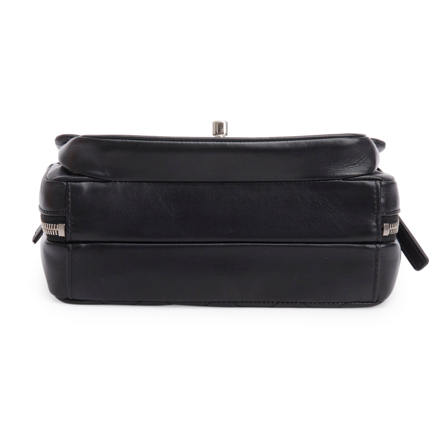 Chanel Black Aged Calfskin Quilted Express Zip Around Flap w/ Authenticity Card