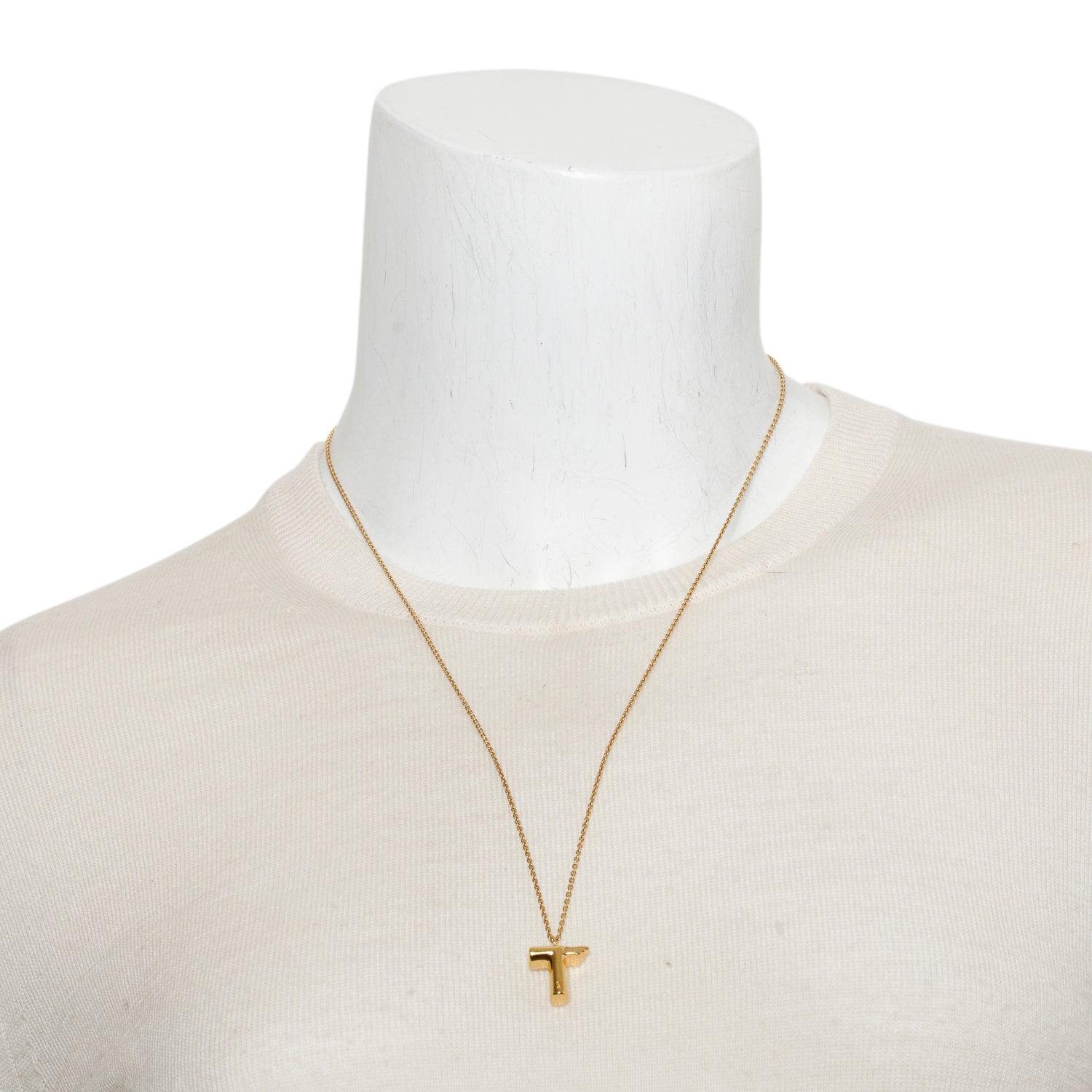 Louis Vuitton Gold Plated LV & Me Letter 'T' Pendant Necklace w/ Box