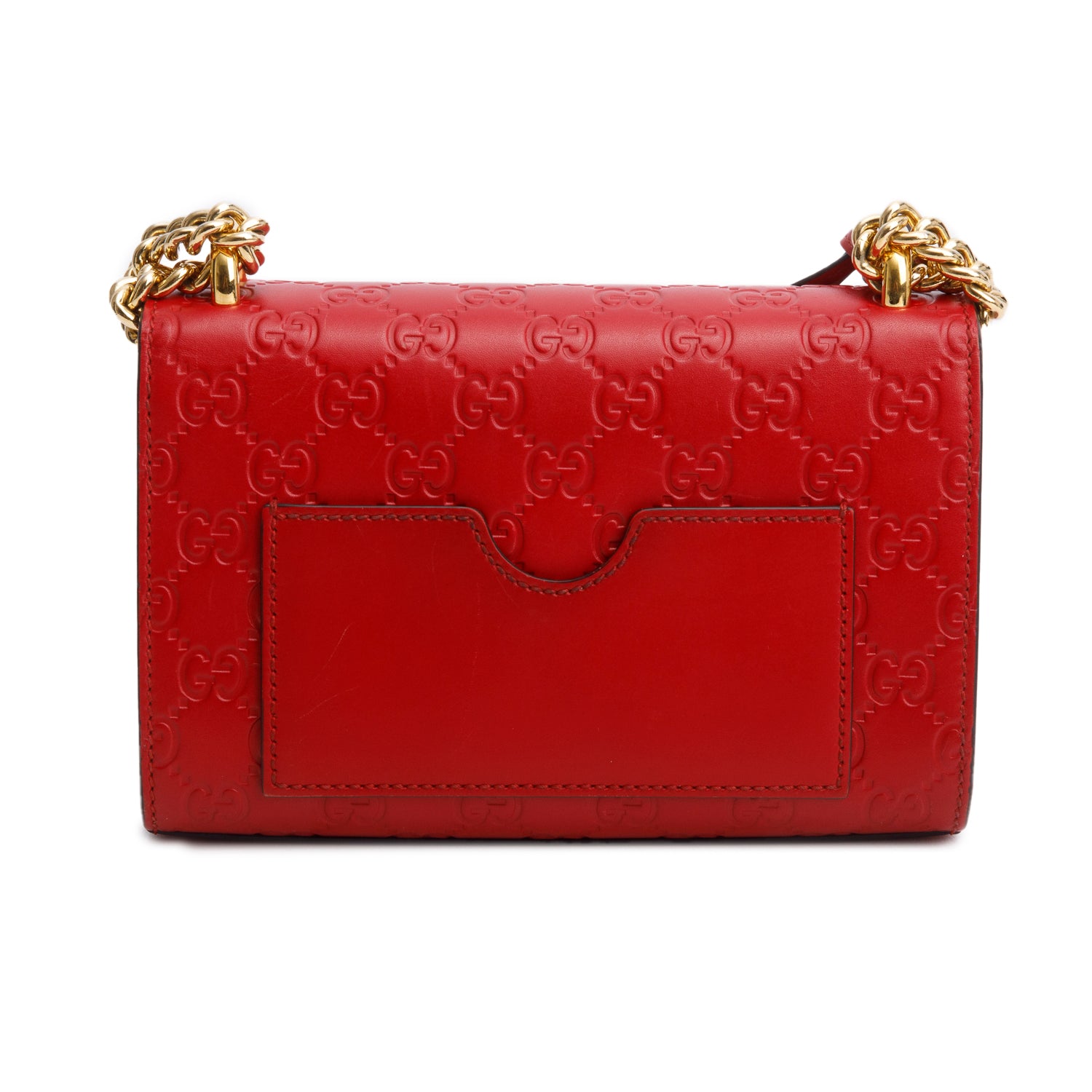 Gucci Red Leather Guccissima Small Padlock Shoulder Bag w/ Box