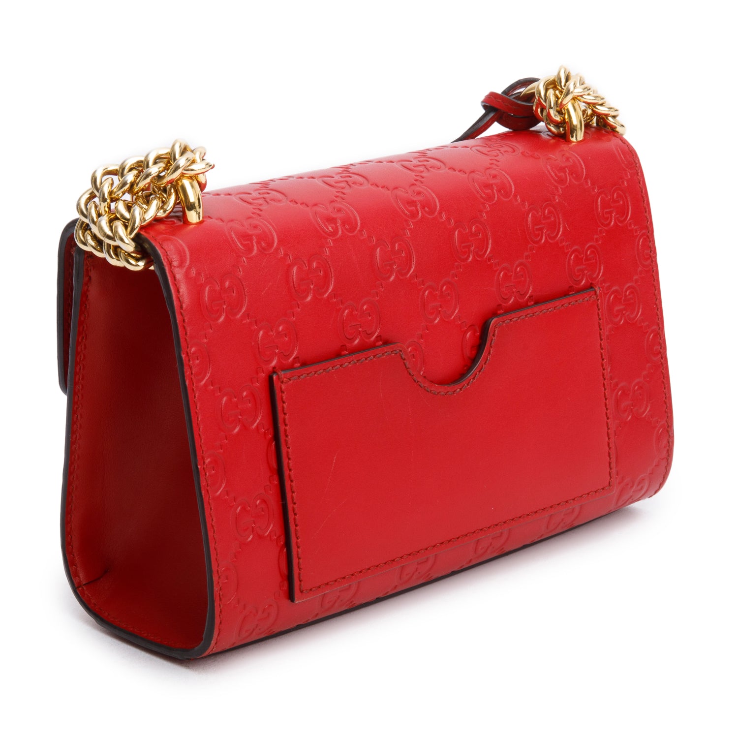 Gucci Red Leather Guccissima Small Padlock Shoulder Bag w/ Box