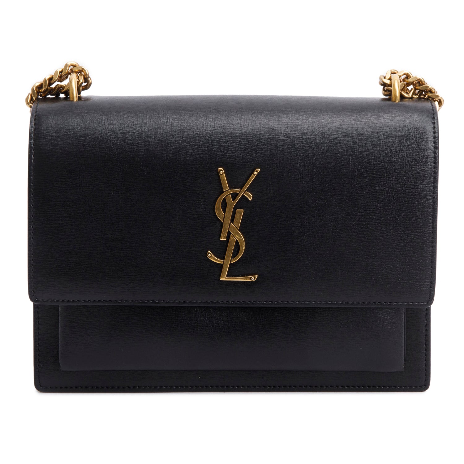 Saint Laurent 2021 Black Calfskin Leather Medium Sunset Shoulder Bag w/ Box & Receipt