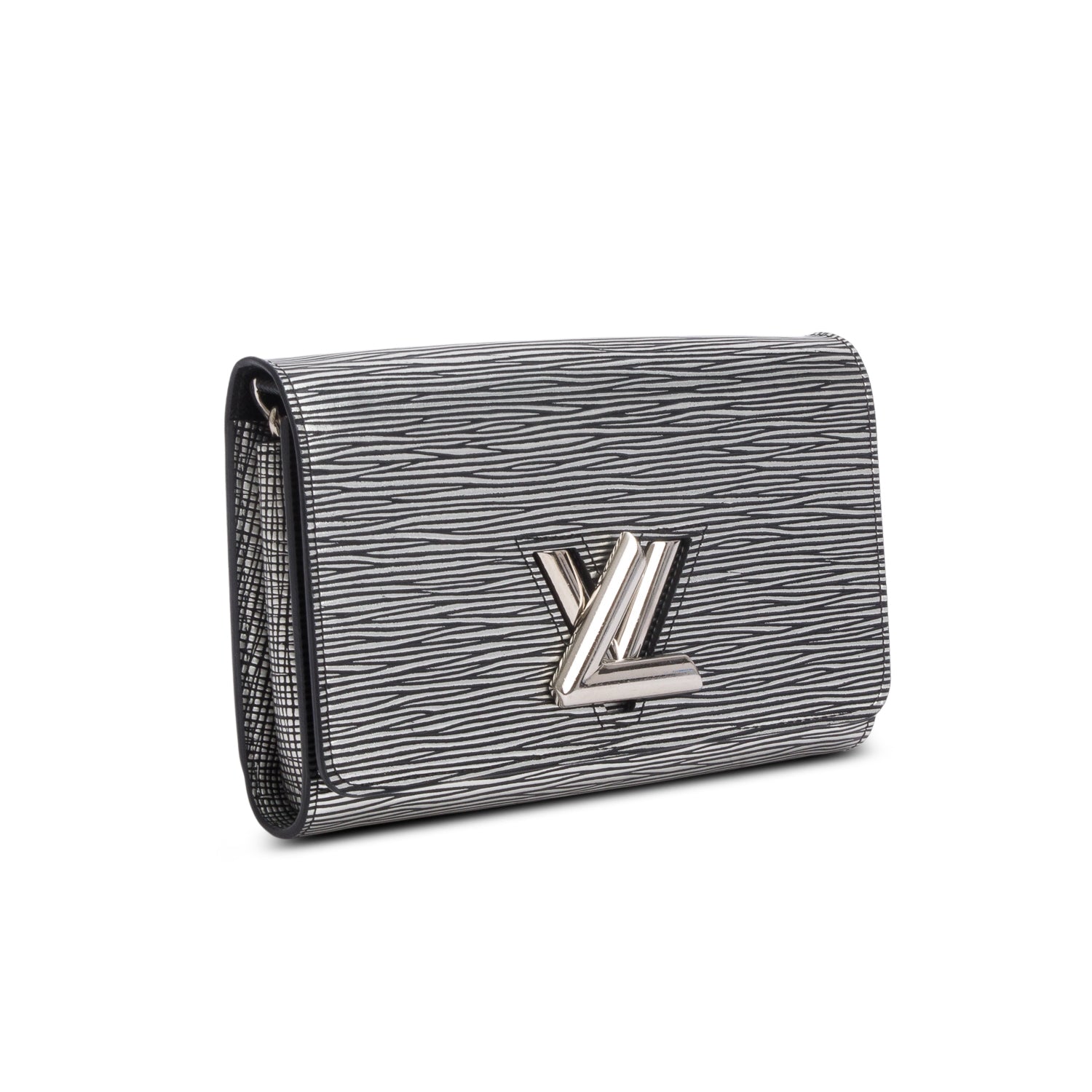 Louis Vuitton Silver Metallic Epi Leather Twist Chain Wallet