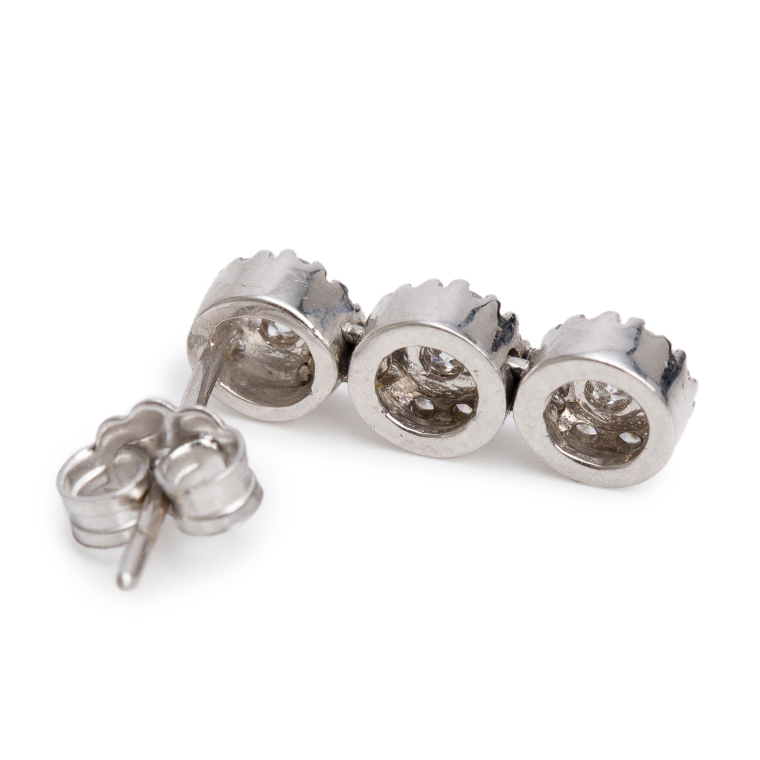 18k White Gold Pave Diamond Movable Earrings