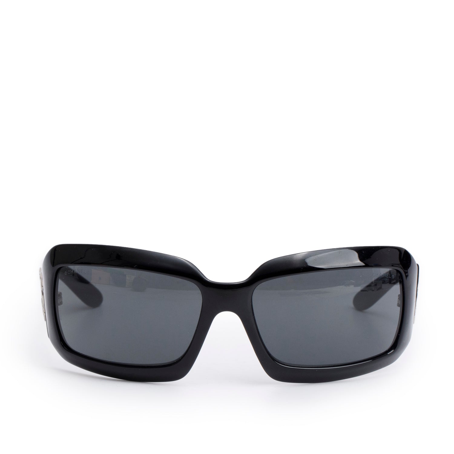 Chanel 6022-Q Black Acetate CC Logo Sunglasses w/ Case