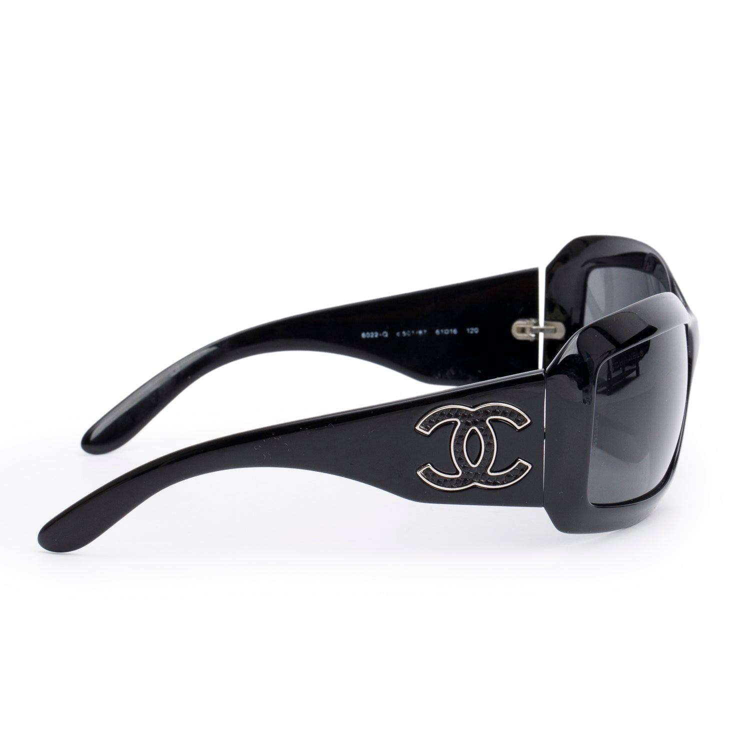 Chanel 6022-Q Black Acetate CC Logo Sunglasses w/ Case