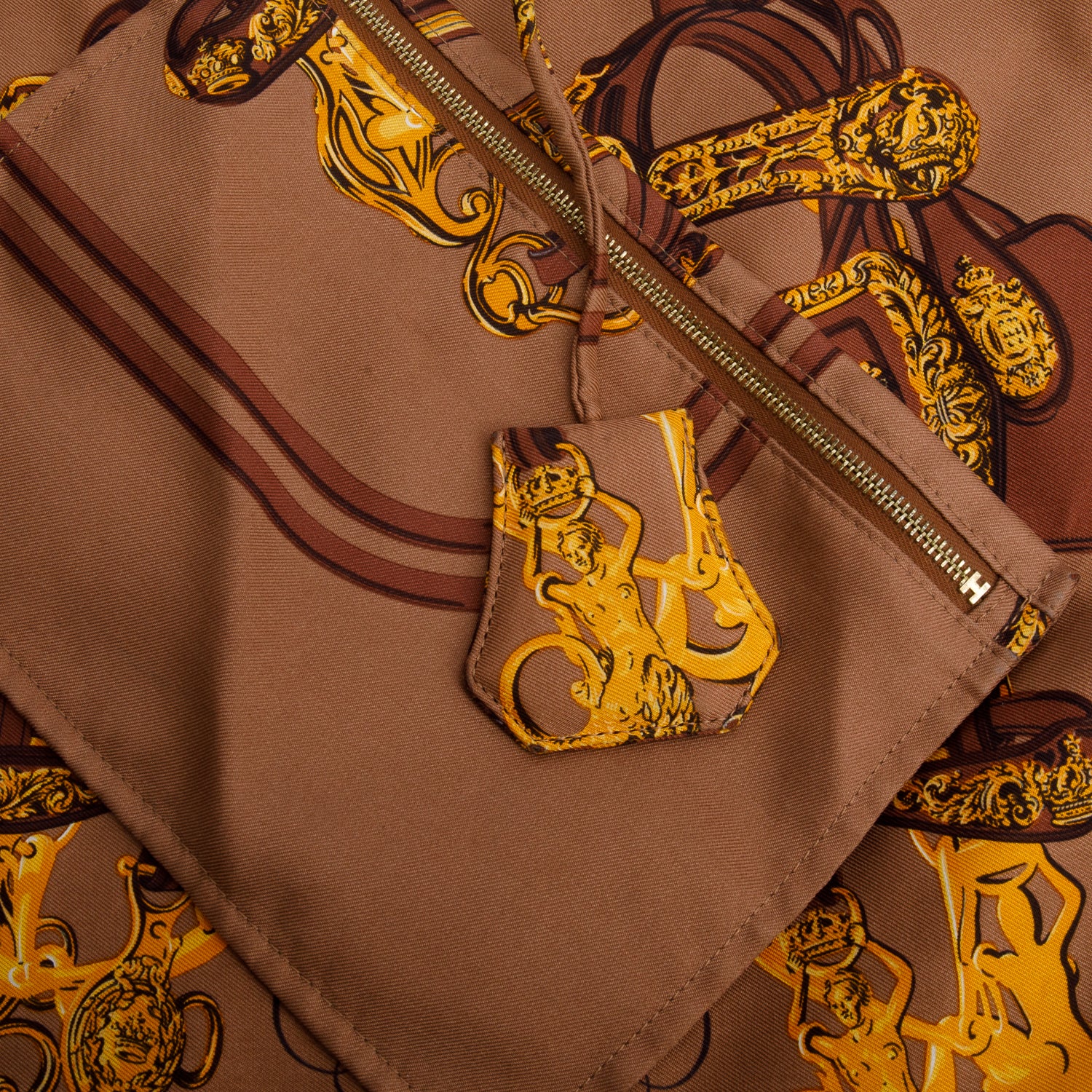 Hermes Brown Silk Swift 'Brides de Gala' SilkyCity 33 w/ Pouch