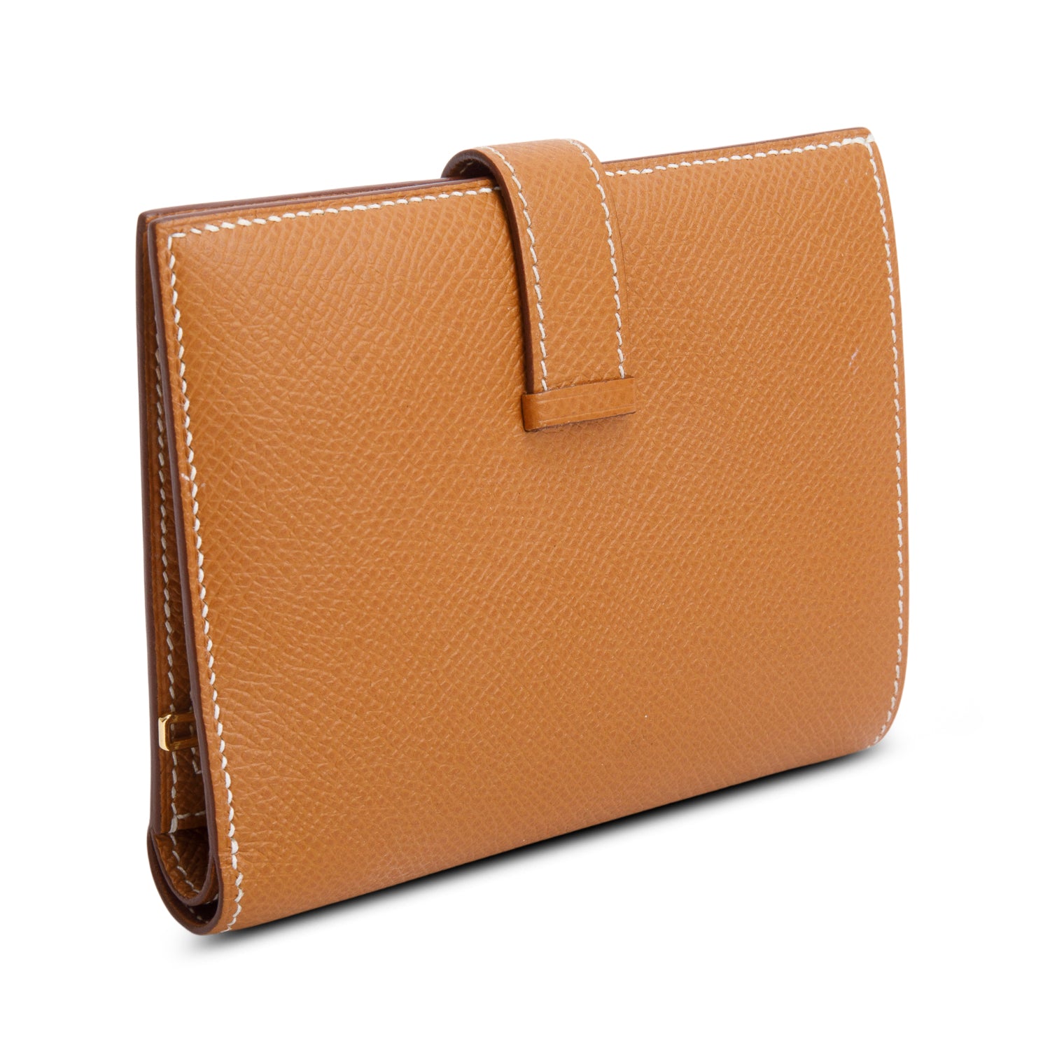 Hermes 2020 Gold Veau Epsom Bearn Compact Wallet w/ Box