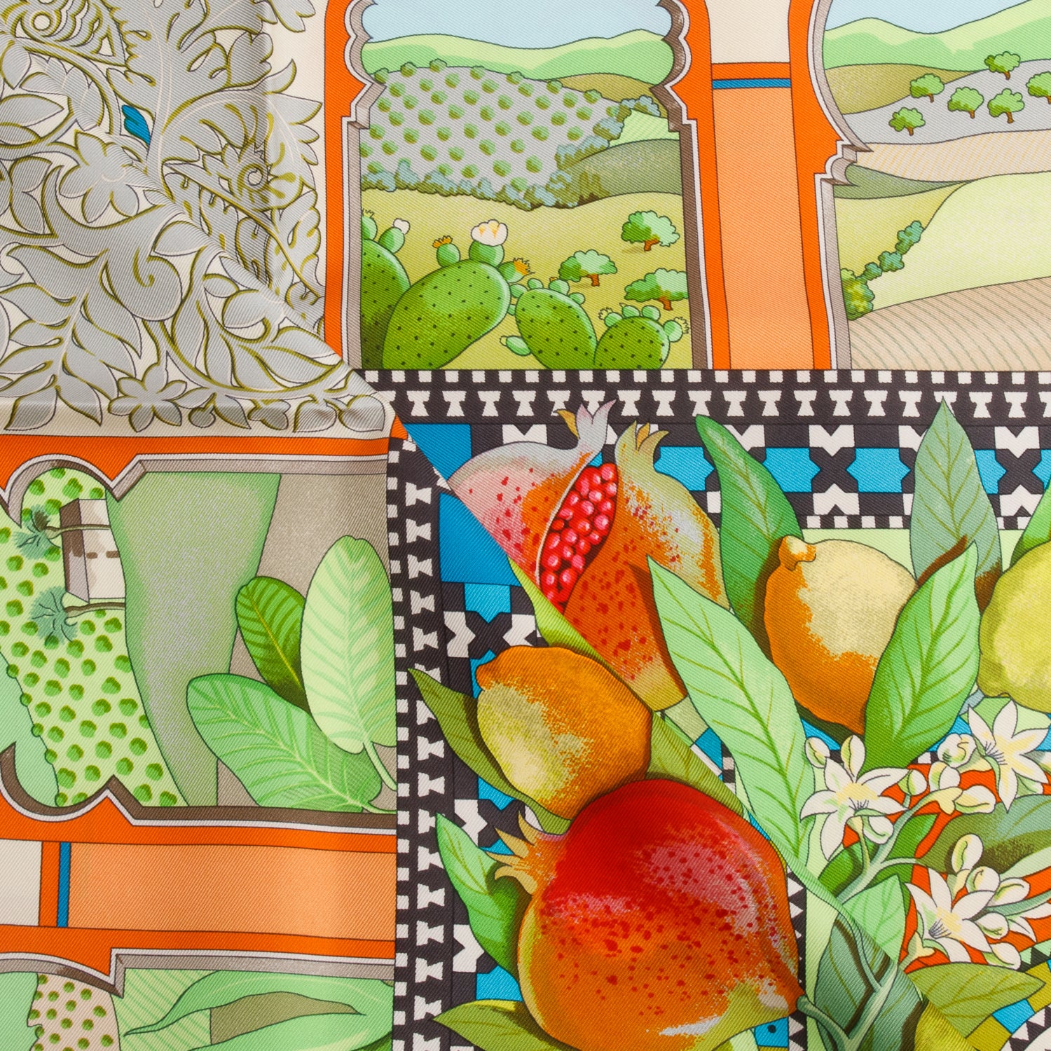 Hermes Pink 'Les Jardins d'Andalousie' Silk Scarf 90 w/ Box