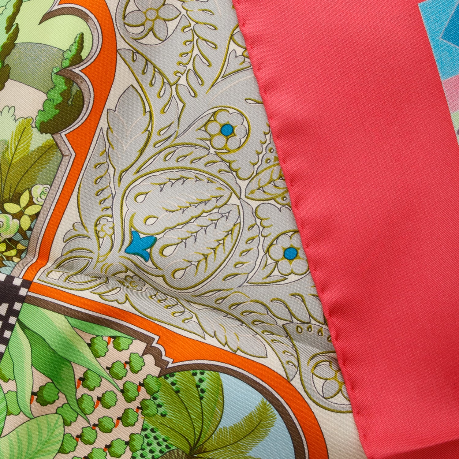 Hermes Pink 'Les Jardins d'Andalousie' Silk Scarf 90 w/ Box