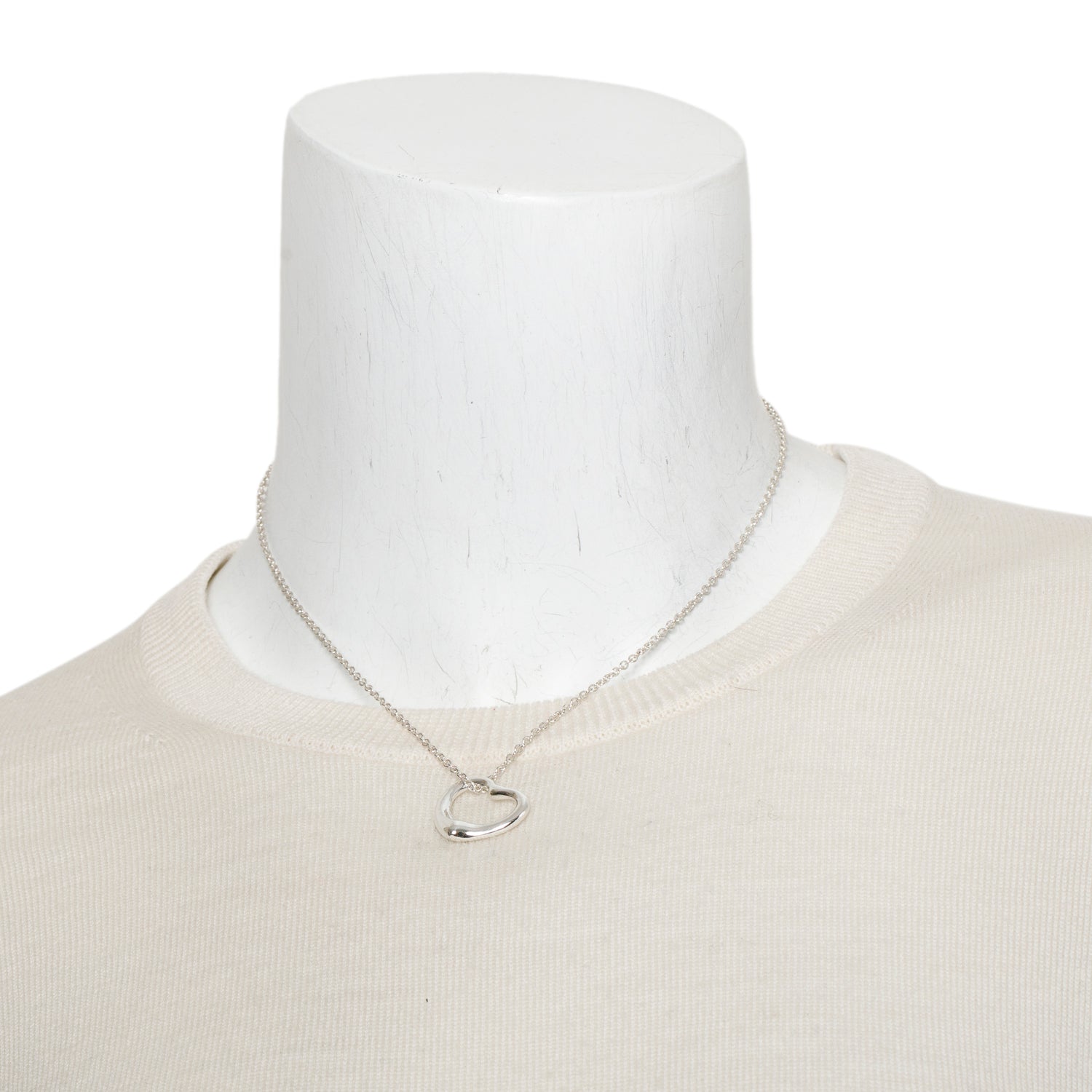 Tiffany & Co. Elsa Peretti Sterling Silver Open Heart Pendant Necklace, 22 MM