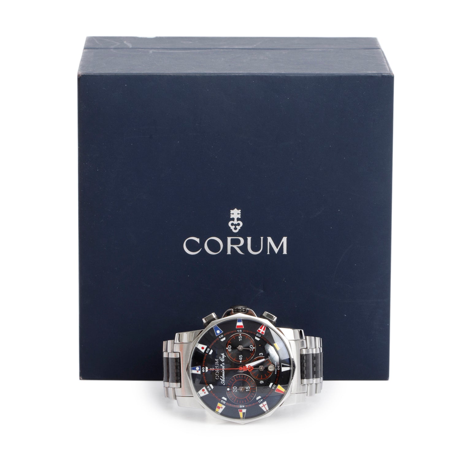 Corum Stainless Steel & Black PVD Admiral's Cup Regatta 44 MM Automatic Chronograph Watch w/ Box & Papers