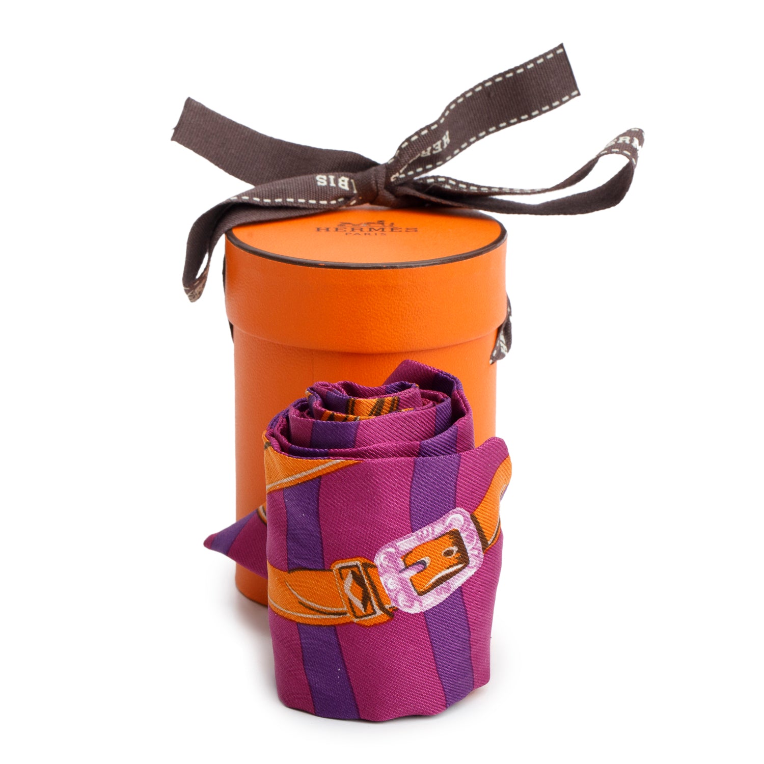 Hermes Purple Multicolor 'Brides de Gala' Silk Twilly w/ Box