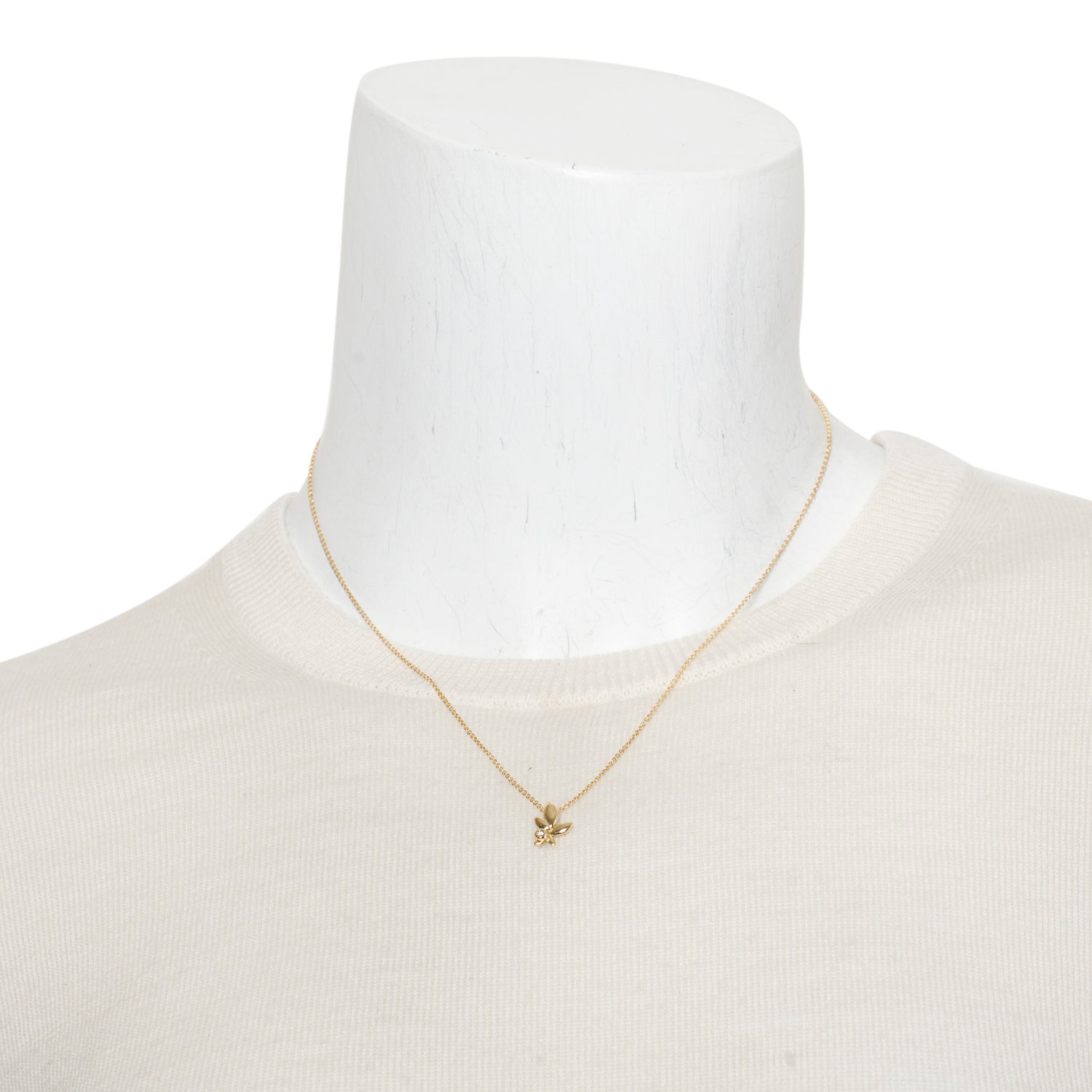 Tiffany & Co. Paloma Picasso 18k Yellow Gold Diamond Mini Olive Leaf Pendant Necklace w/ Box