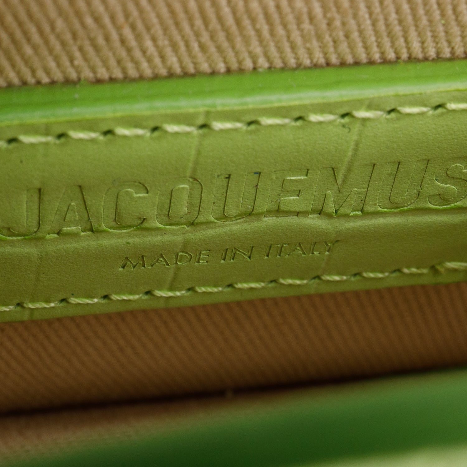 Jacquemus Green Embossed Calfskin Leather Mini Signature Le Chiquito Handle Bag w/ Strap