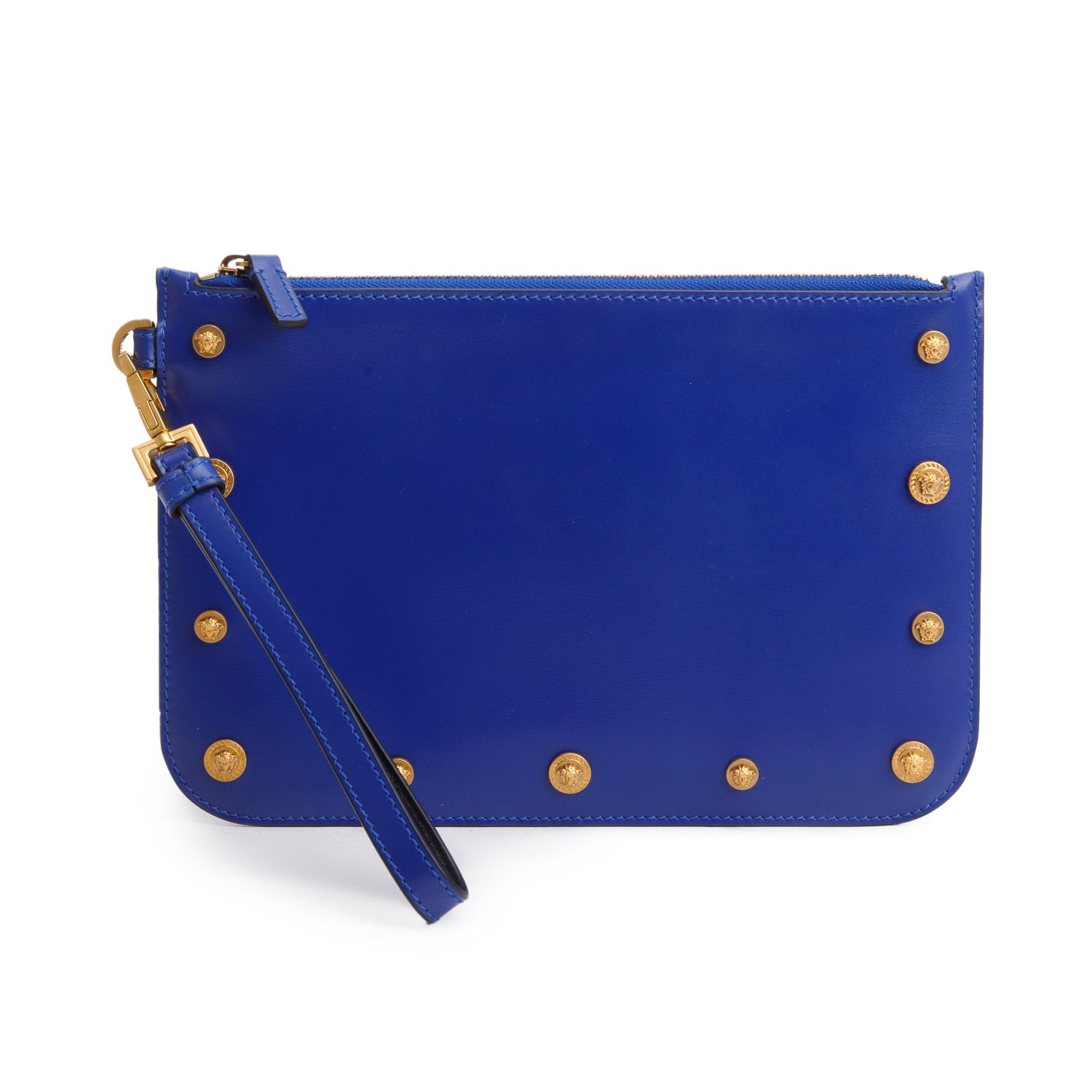 Versace Blue Leather Medusa Insignia Clutch