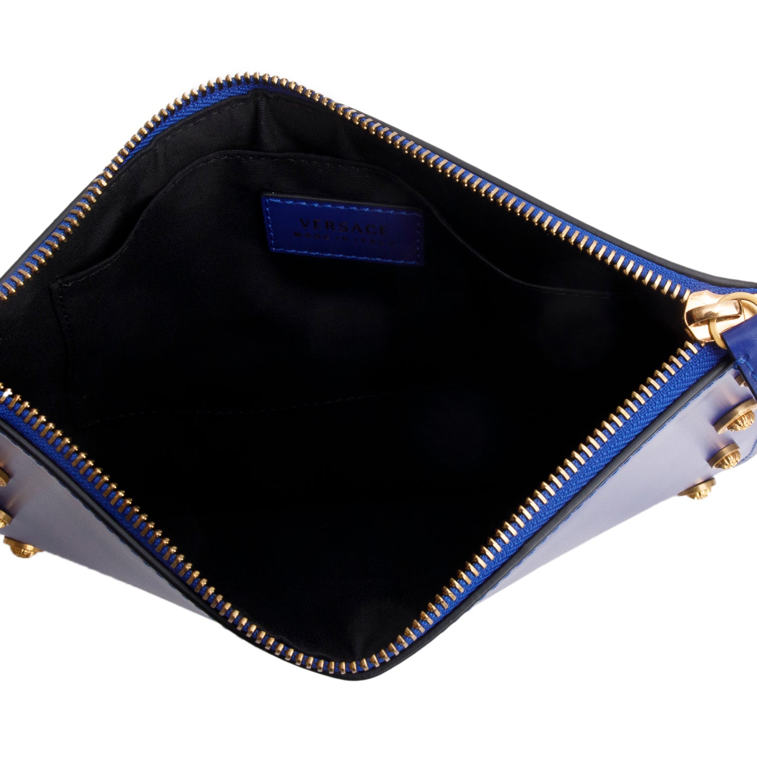 Versace Blue Leather Medusa Insignia Clutch