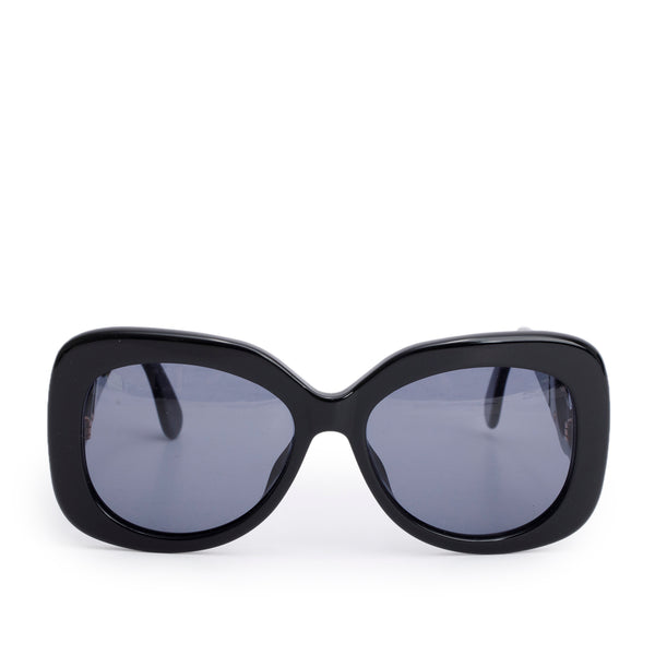 Chanel 05253 Black Interlocking CC Square Sunglasses w/ Case