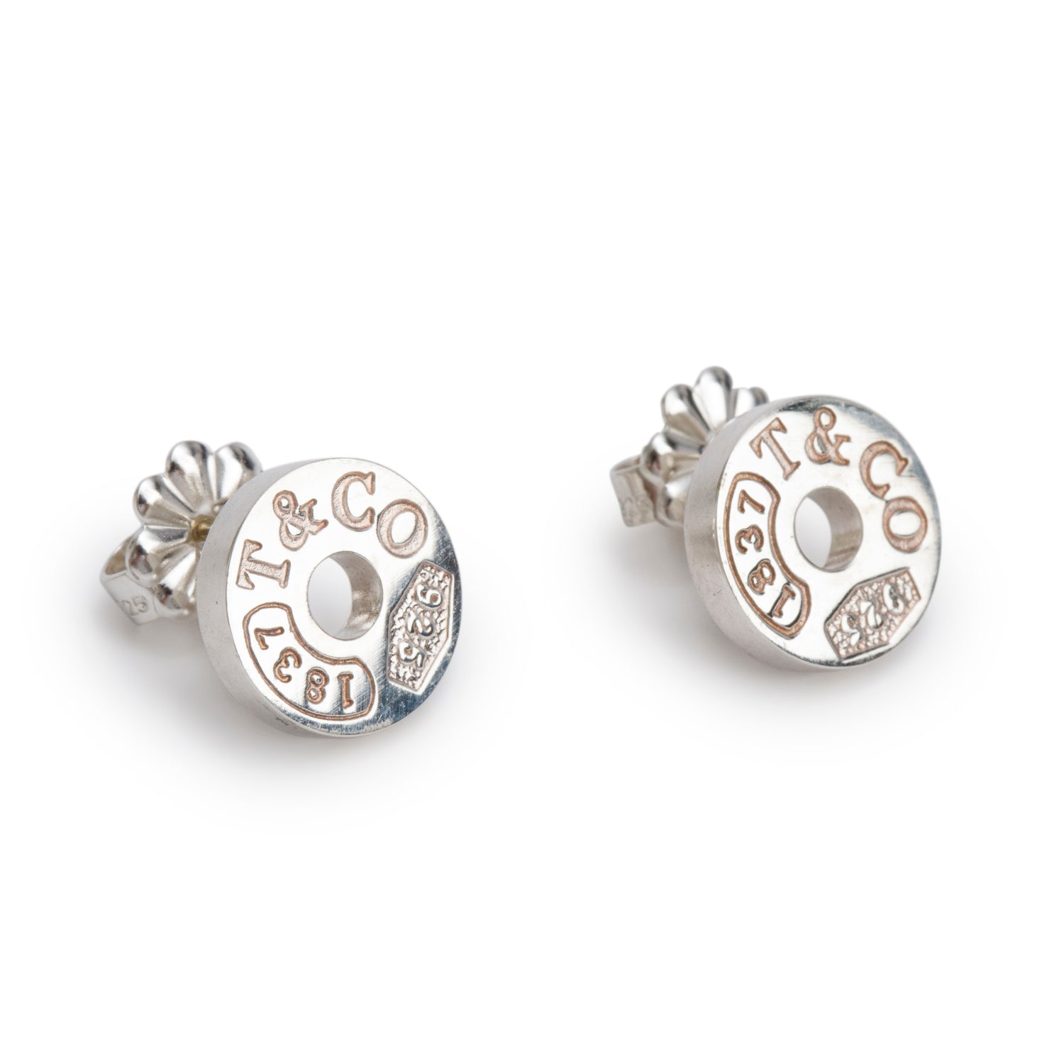 Tiffany & Co. Sterling Silver 1837 Circle Stud Earrings