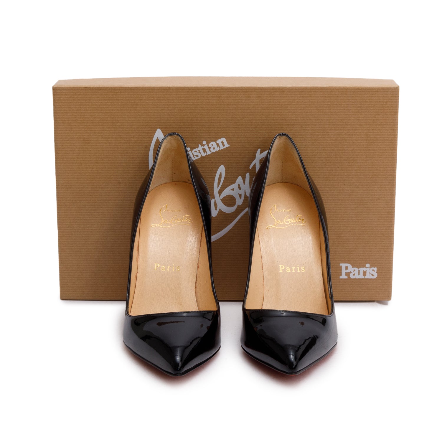 Christian Louboutin Black Patent Leather Pigalle 100, Size 35 w/ Box & Receipt