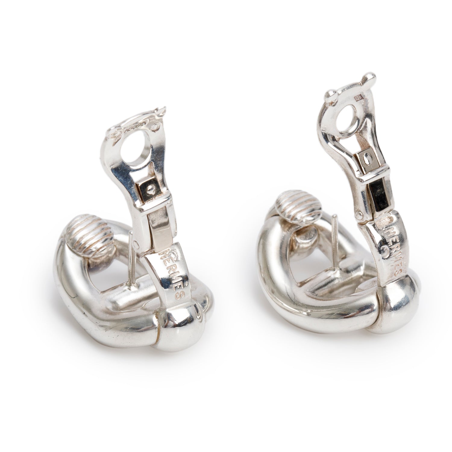 Hermes Sterling Silver Chaine D'Ancre Clip-On Earrings