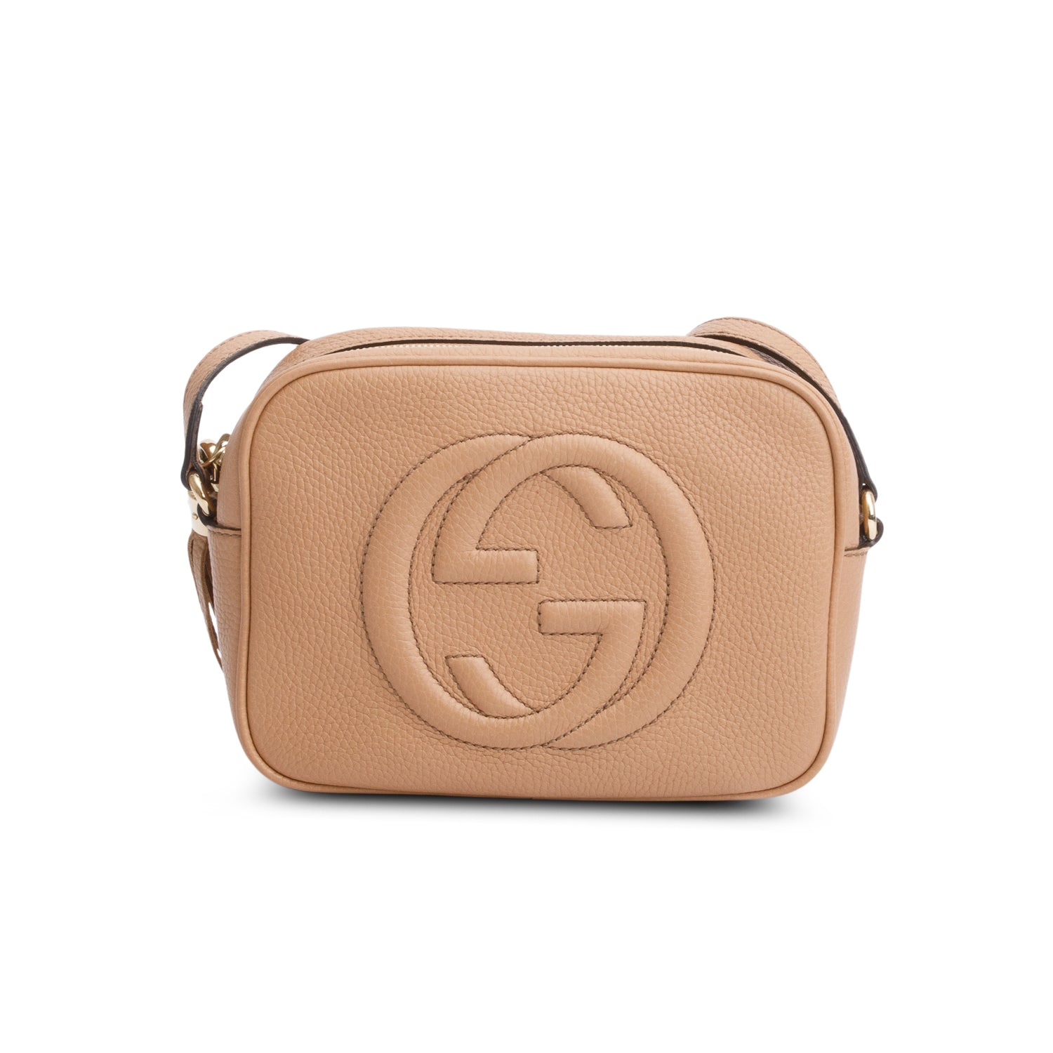 Gucci Beige Pebbled Calfskin Leather Small Soho Disco Bag w/ Box