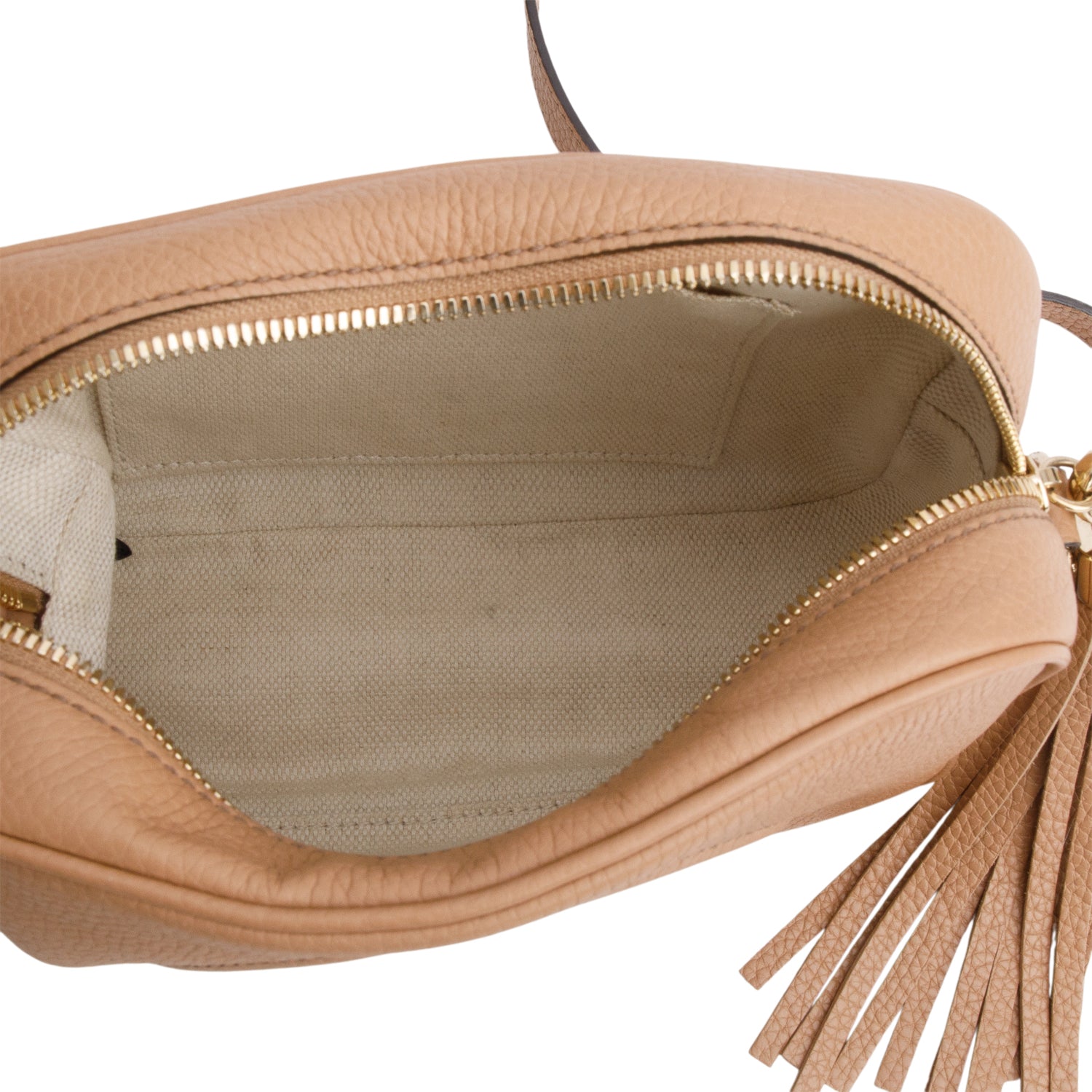 Gucci Beige Pebbled Calfskin Leather Small Soho Disco Bag w/ Box