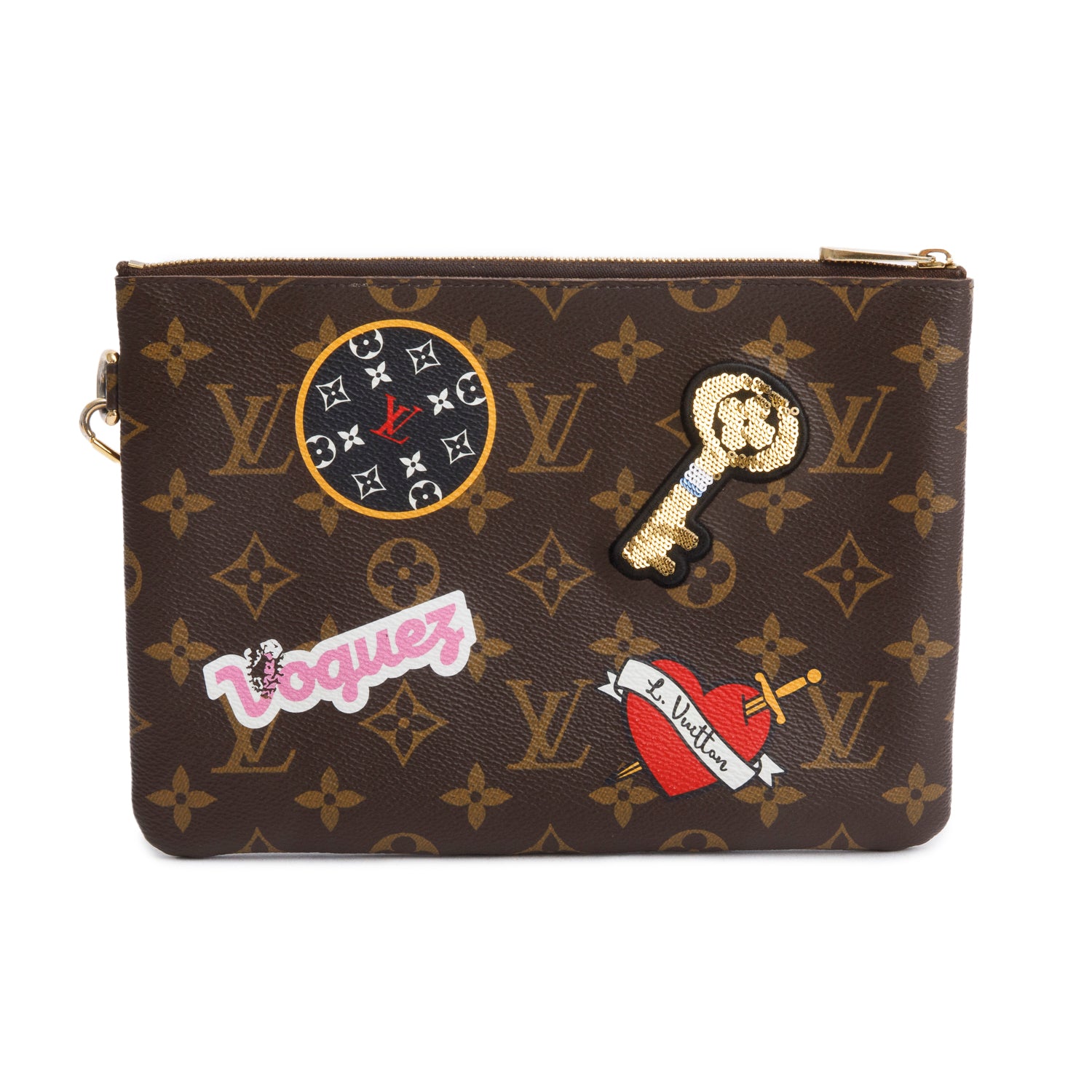 Louis Vuitton Monogram Travel Patches City Wristlet Pouch