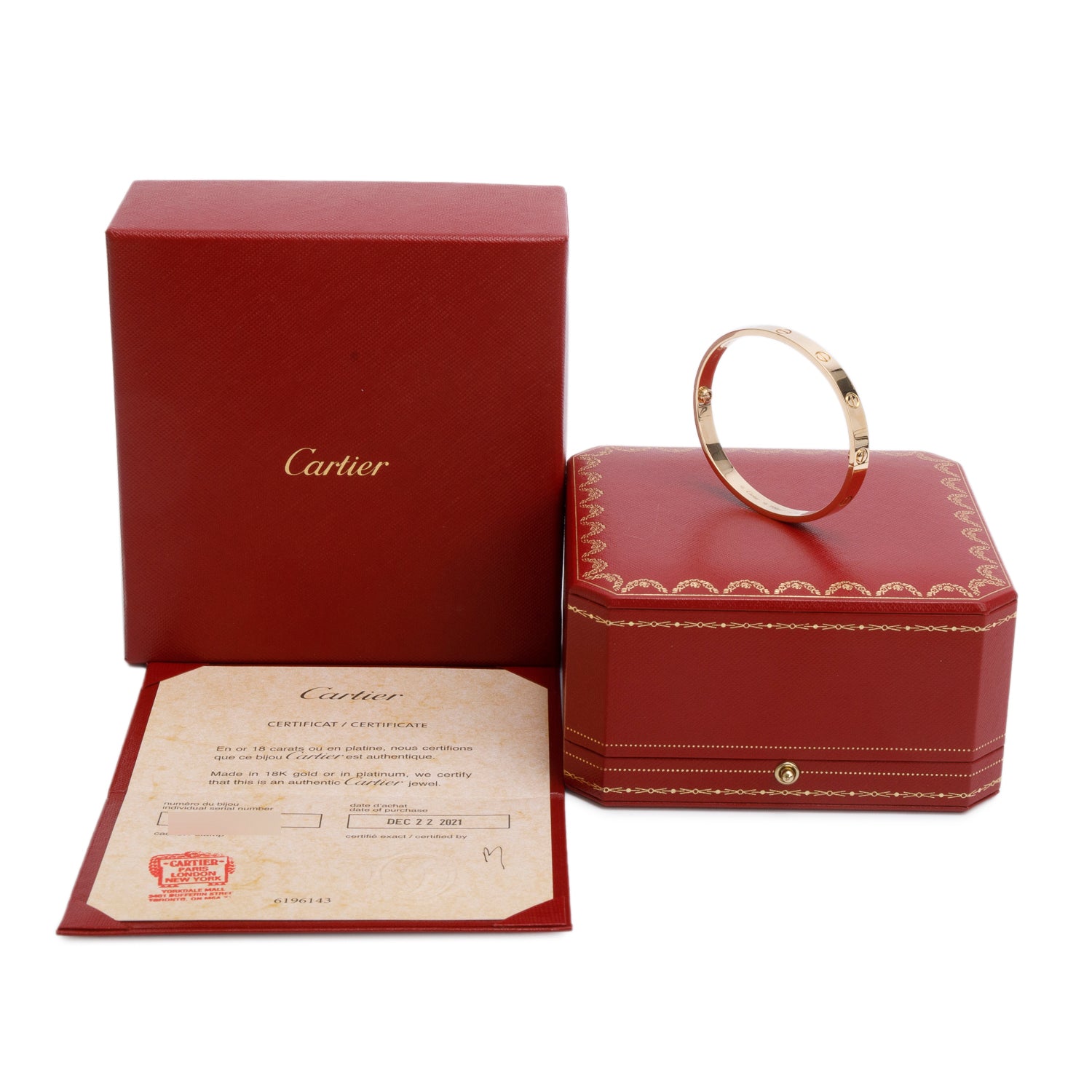 Cartier 2021 18k Yellow Gold Love Bracelet, Classic Model, Size 18 w/ Box & Certificate