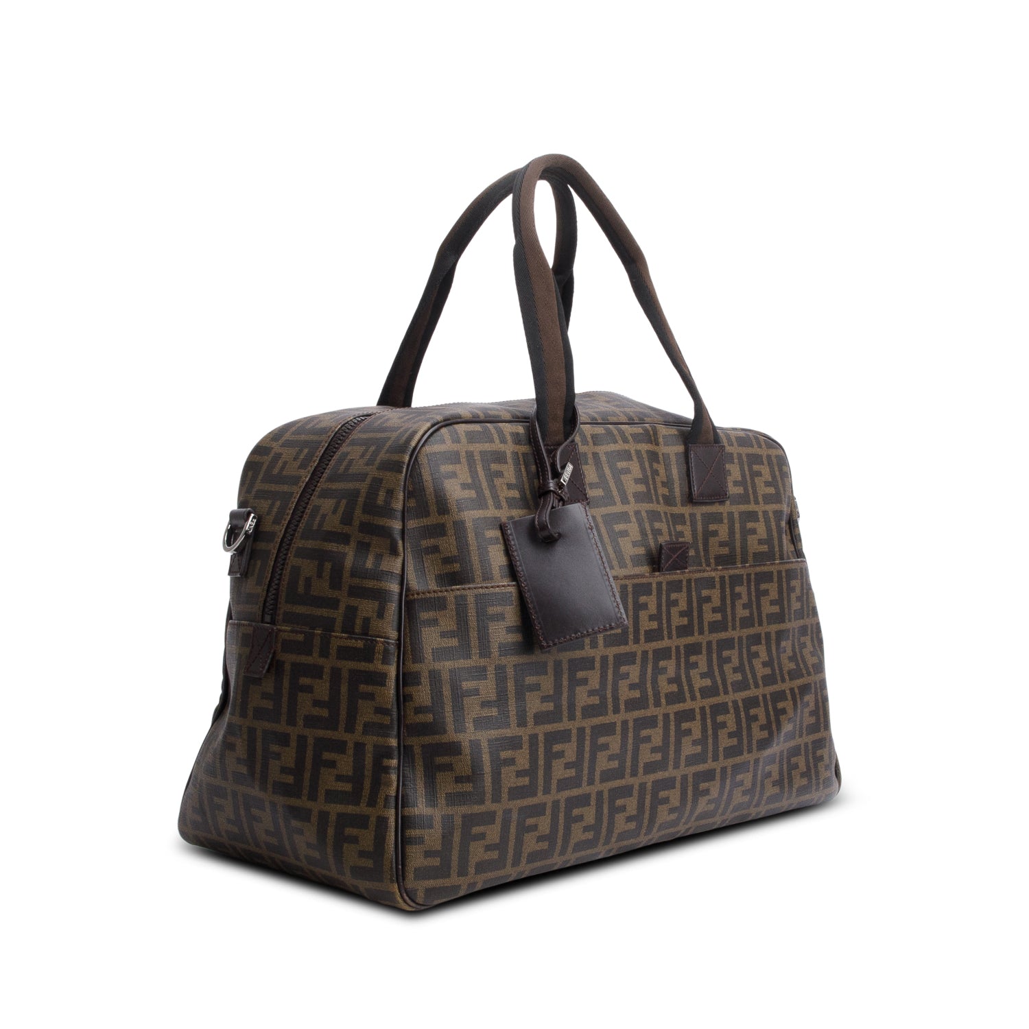 Fendi Brown FF Zucca Coated Canvas Duffle Bag w/ Strap