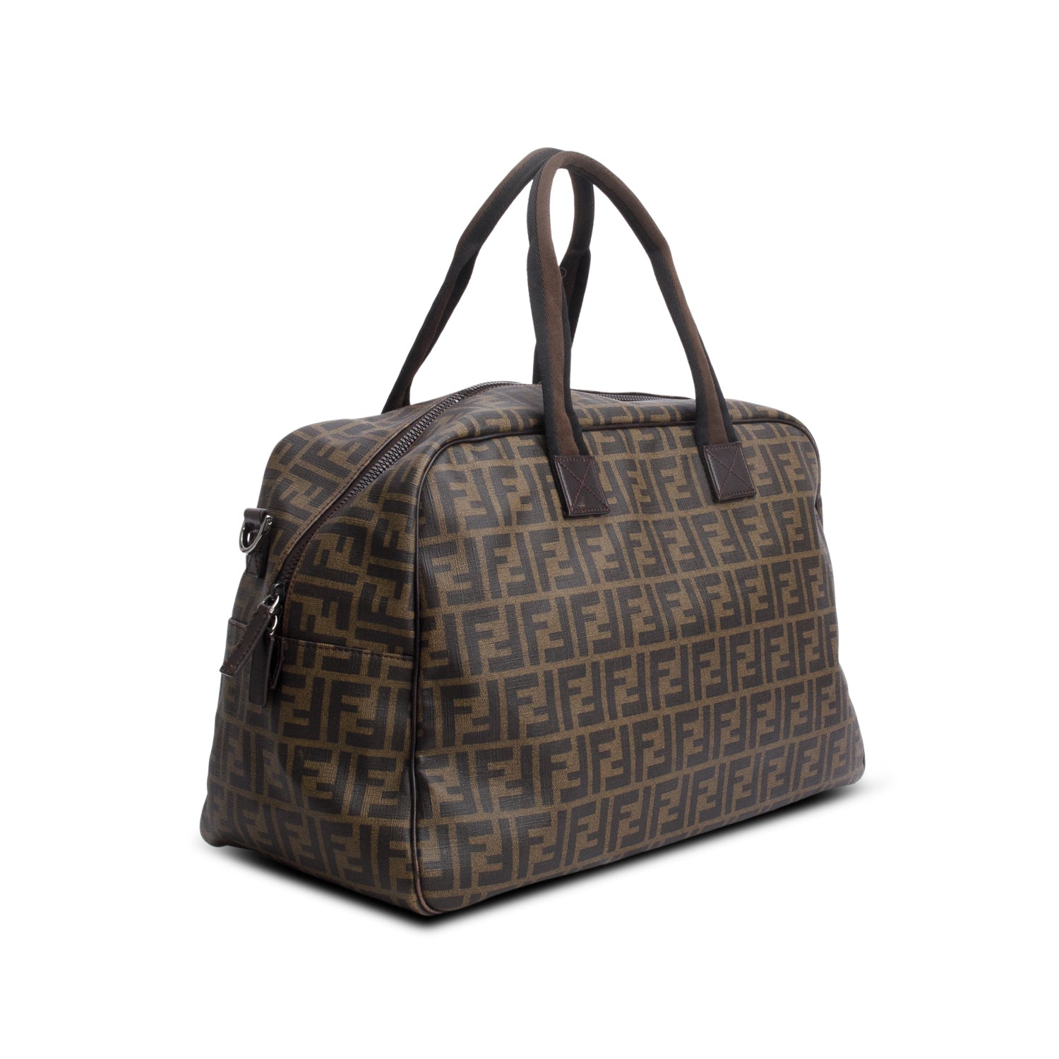 Fendi Brown FF Zucca Coated Canvas Duffle Bag w/ Strap