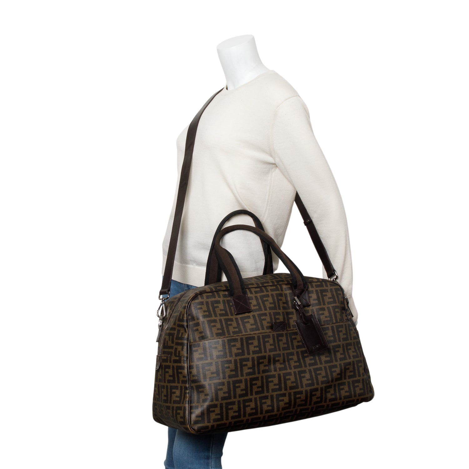 Fendi Brown FF Zucca Coated Canvas Duffle Bag w/ Strap