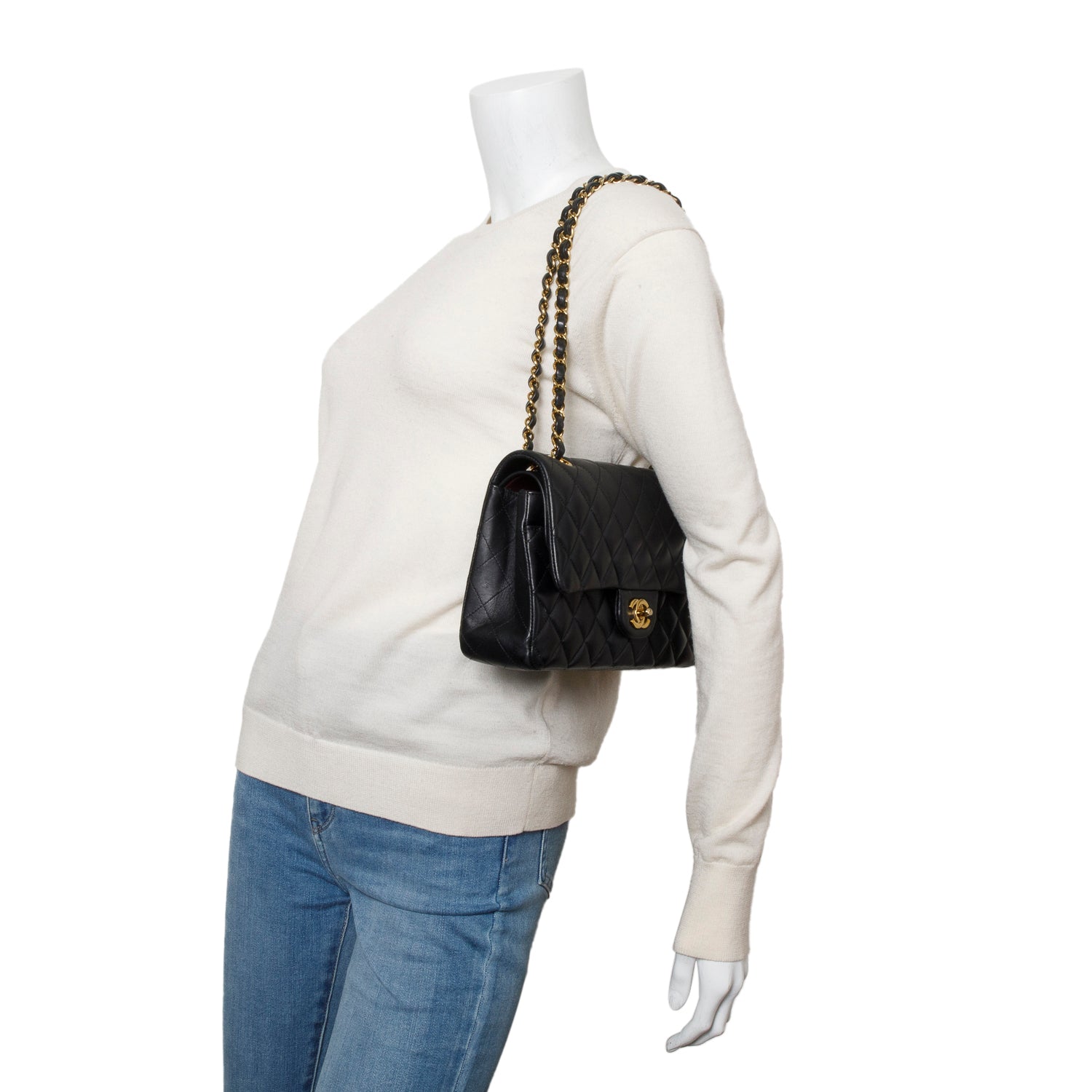 Chanel 2024 Black Quilted Lambskin Leather Classic Medium Double Flap Bag w/ Box & Receipt