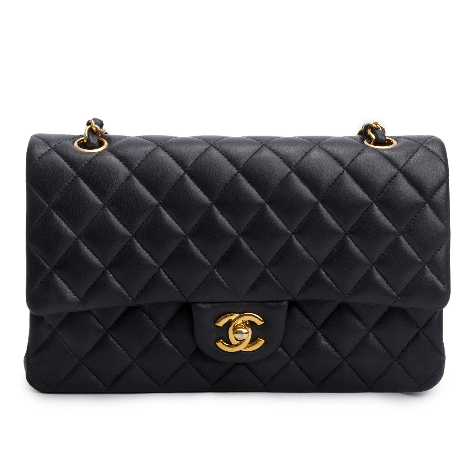 Chanel 2024 Black Quilted Lambskin Leather Classic Medium Double Flap Bag w/ Box & Receipt
