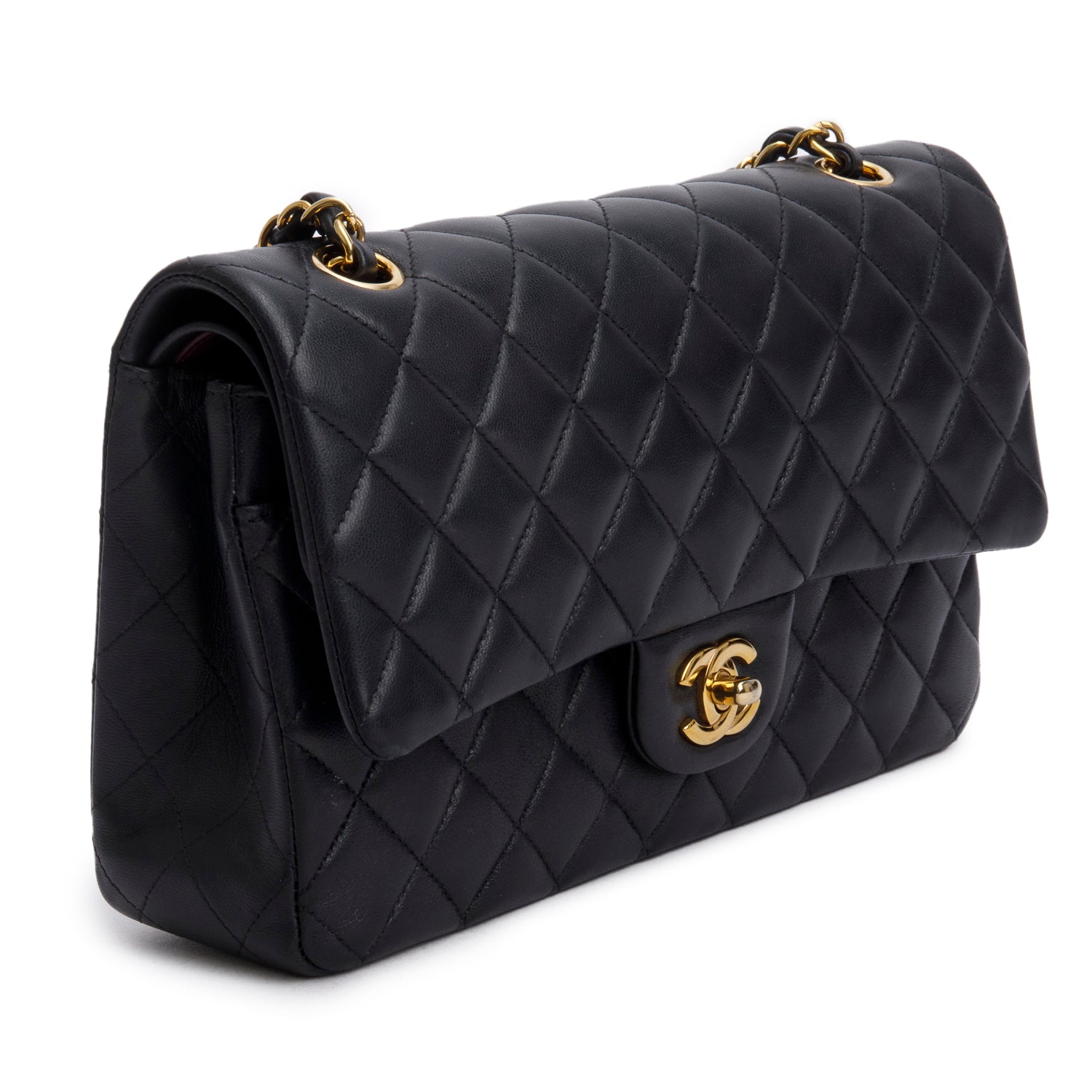 Chanel 2024 Black Quilted Lambskin Leather Classic Medium Double Flap Bag w/ Box & Receipt