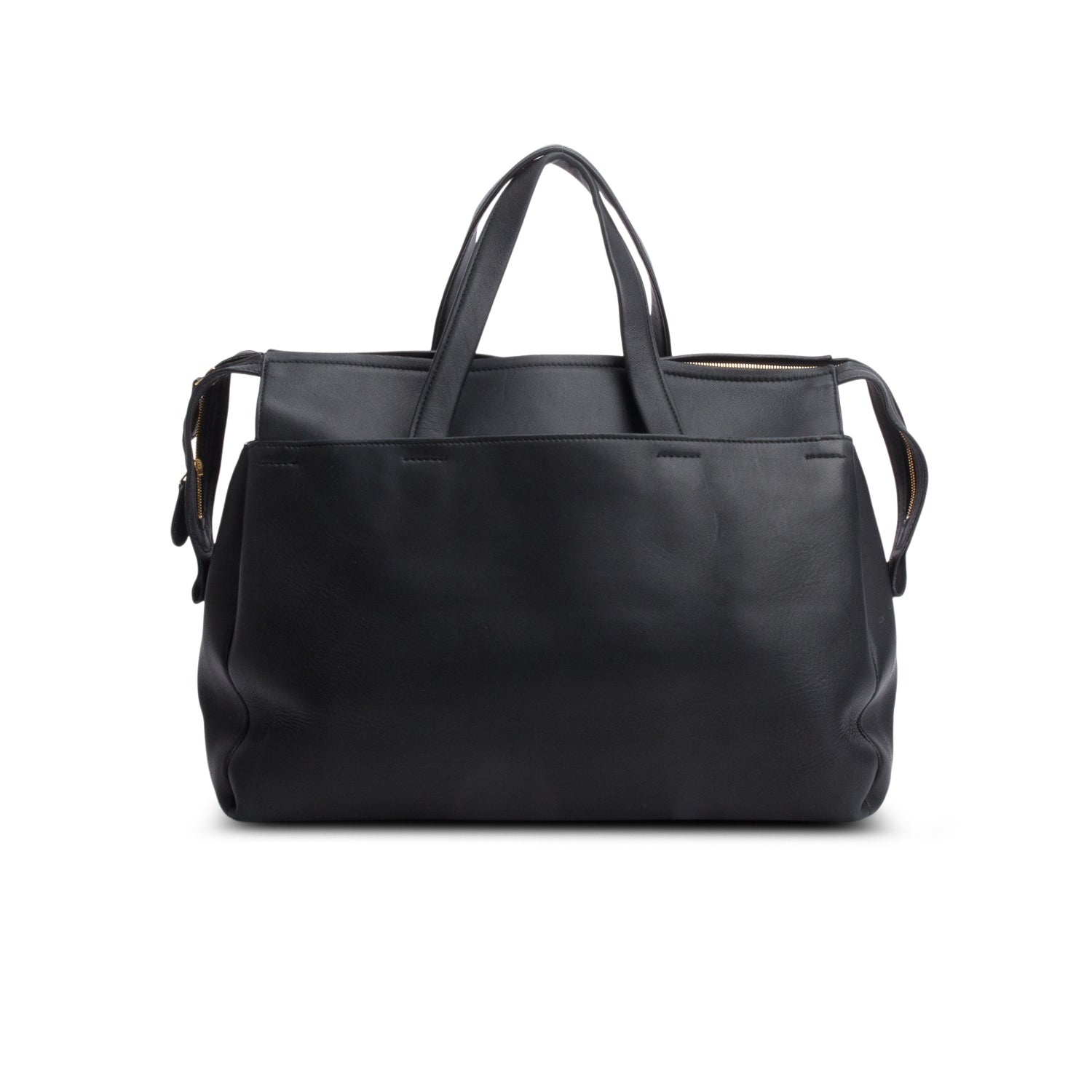 Balenciaga Black Lambskin Portfolio Sac Handle Bag w/ Strap