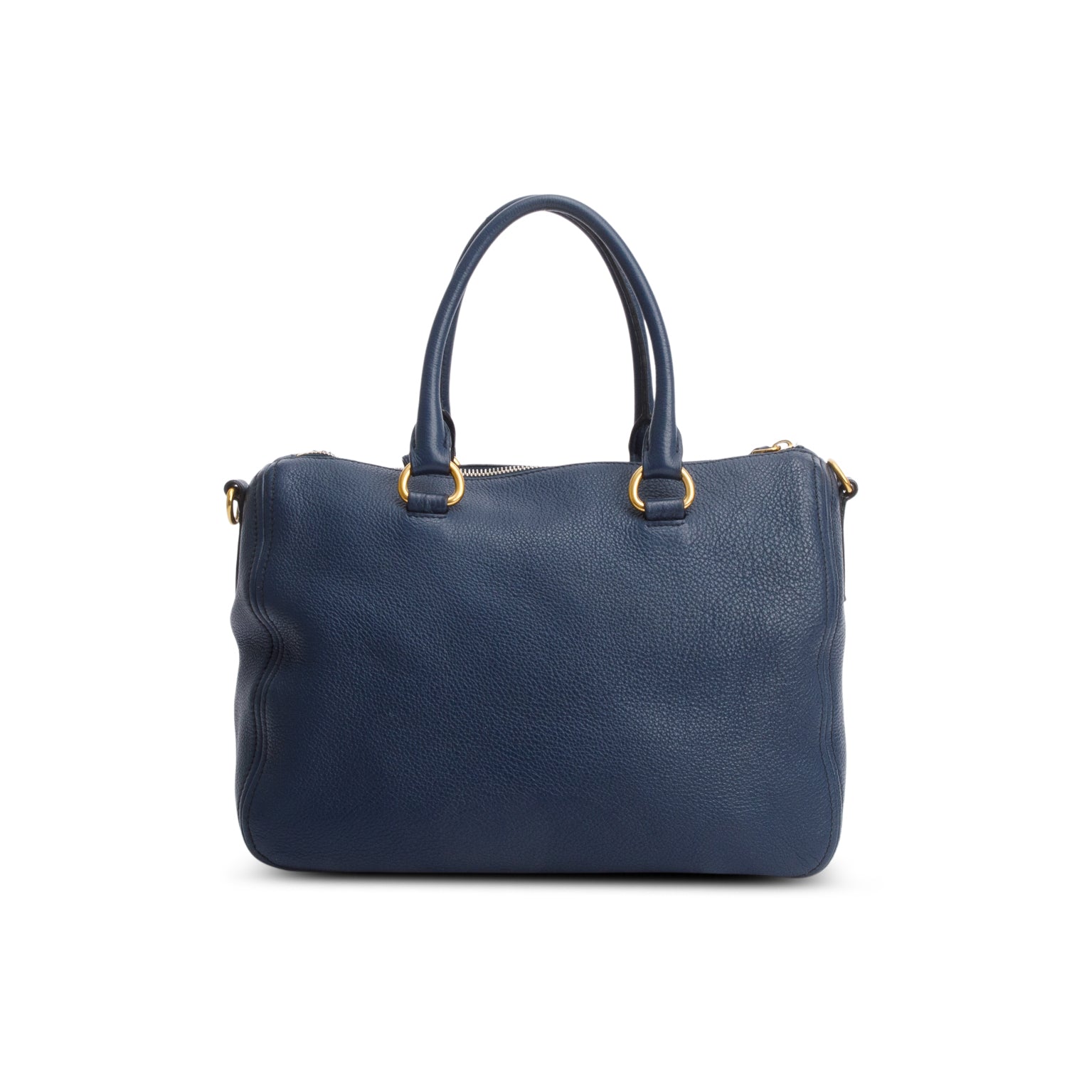 Prada Blue Vitello Daino Two-Way Tote w/ Strap