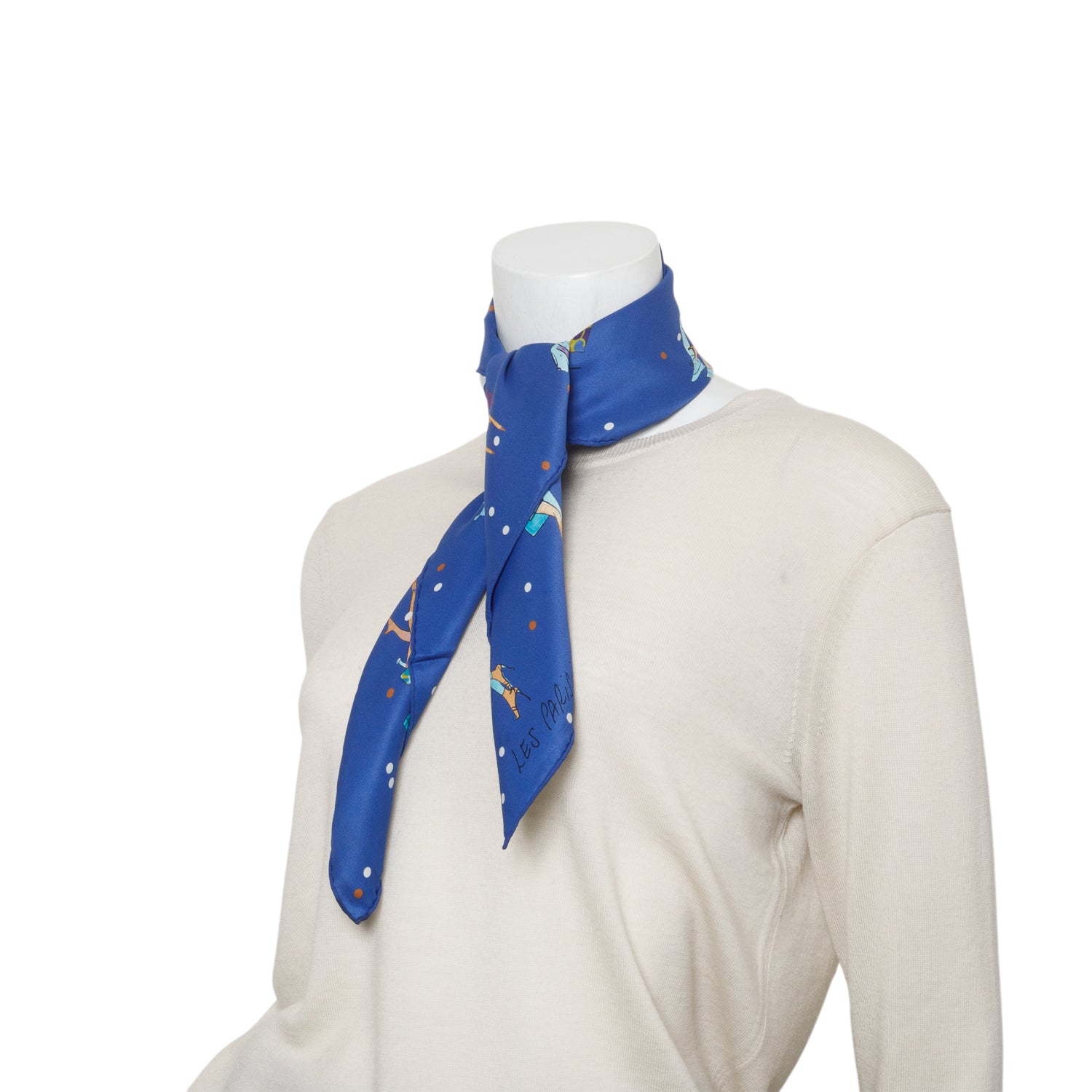 Hermes Blue 'Les Parisiennes De Kiraz' Silk Scarf 70