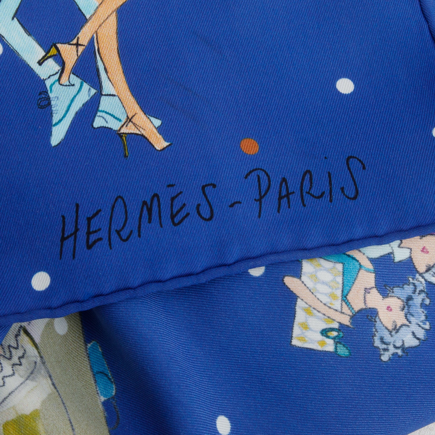 Hermes Blue 'Les Parisiennes De Kiraz' Silk Scarf 70