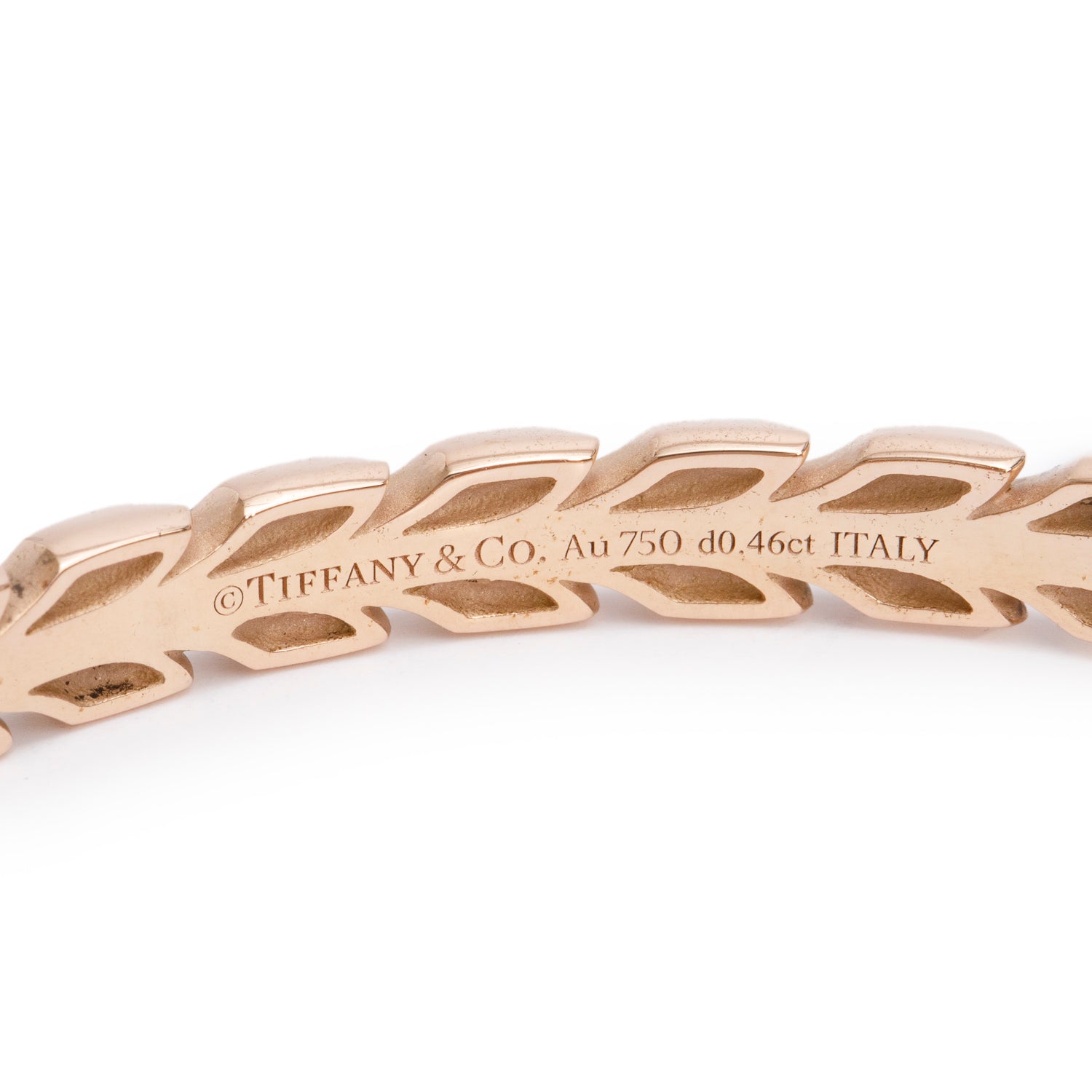 Tiffany & Co. 2022 18k Rose Gold Diamond Victoria Vine Hinged Bangle w/ Box & Receipt