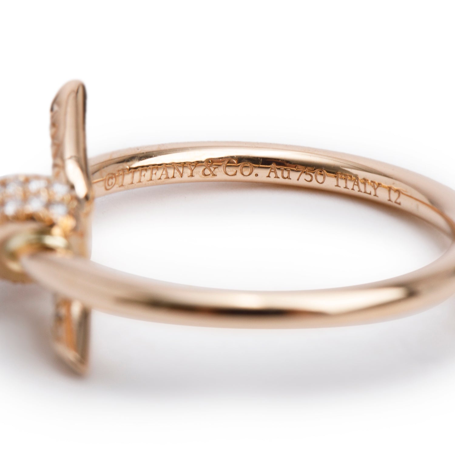 Tiffany & Co. 18k Rose Gold Diamond Knot Ring, Size 4 w/ Box